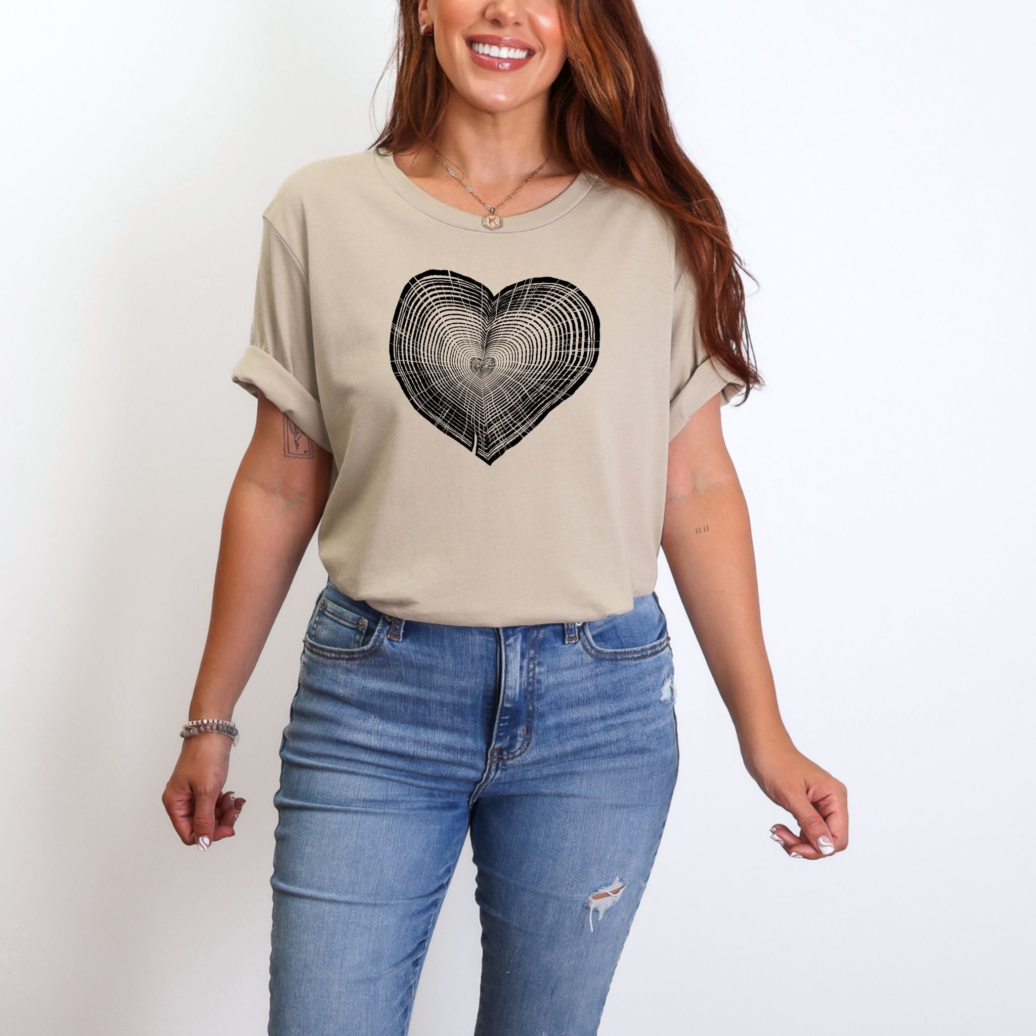 Heart Tree Trunk Graphic Tee Long Sleeve 032-Graphic Tees-208 Tees Wholesale, Idaho