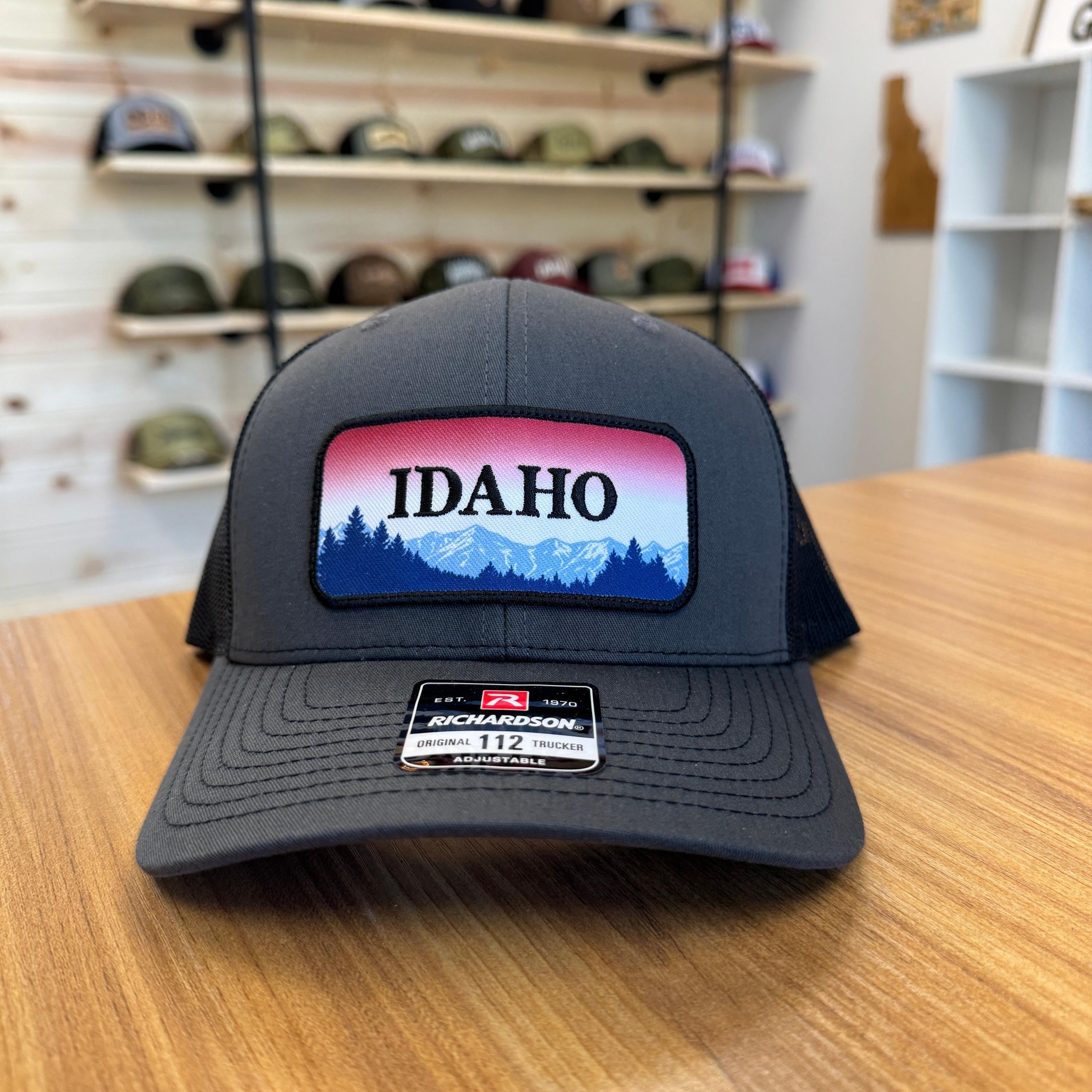 Idaho License Plate Hat: Leather Patch and Mesh (Snapback Adjustable)-208 Tees Wholesale, Idaho