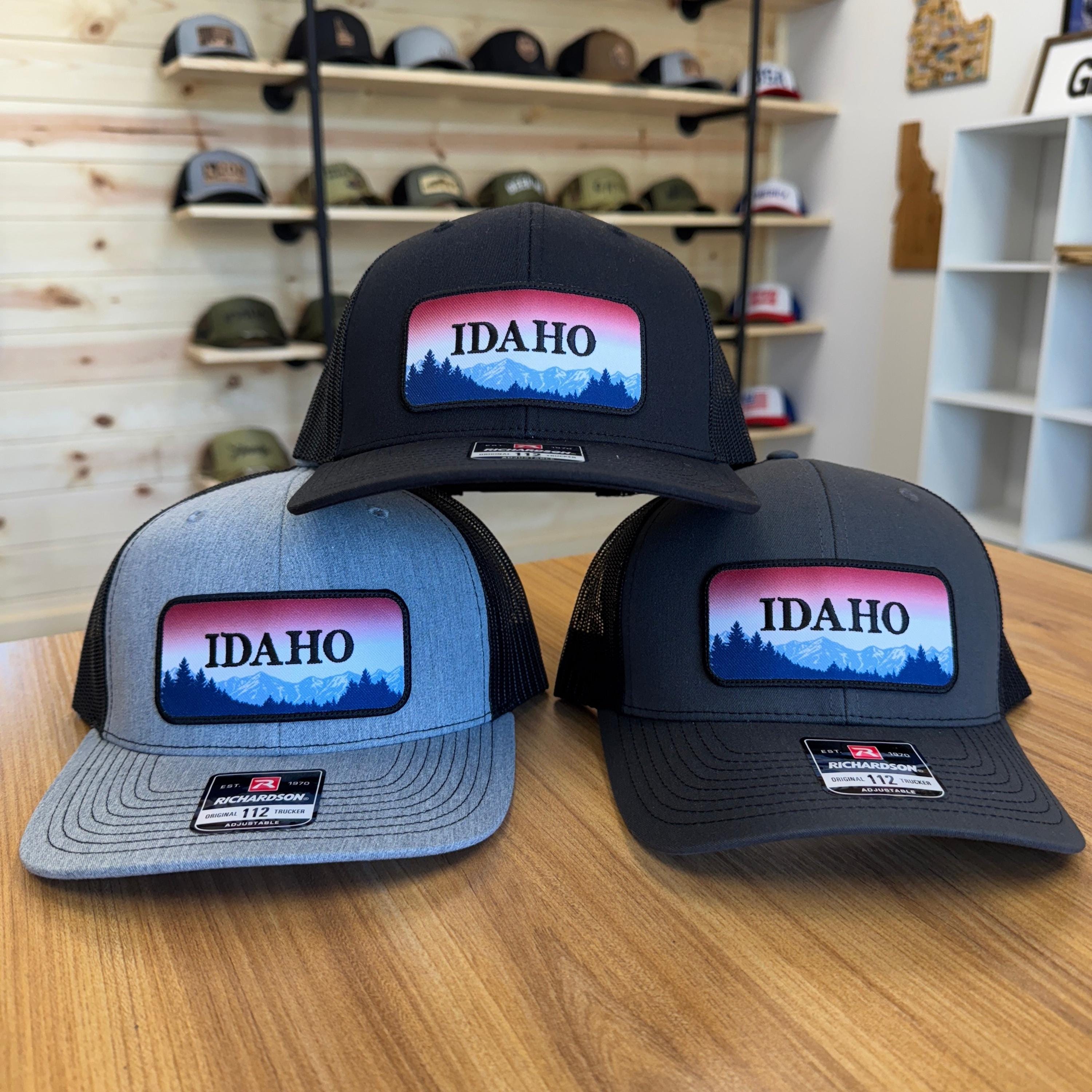 Idaho License Plate Hat: Leather Patch and Mesh (Snapback Adjustable)-208 Tees Wholesale, Idaho