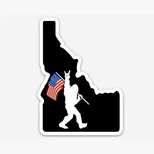 WHOLESALE Idaho Bigfoot Flag Vinyl Bumper Sticker - Weatherproof Outdoor Decal-Sticker-208 Tees Wholesale, Idaho