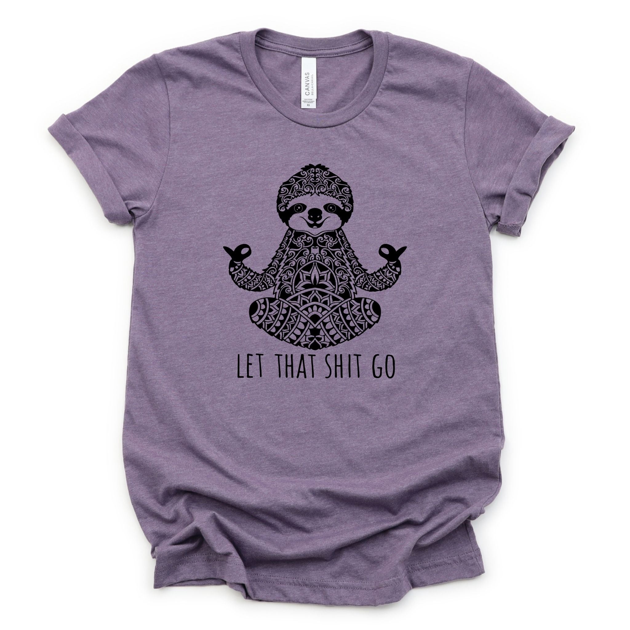 Let That Shit Go Sloth Yoga Graphic Tee Long Sleeve 045-Graphic Tees-208 Tees Wholesale, Idaho