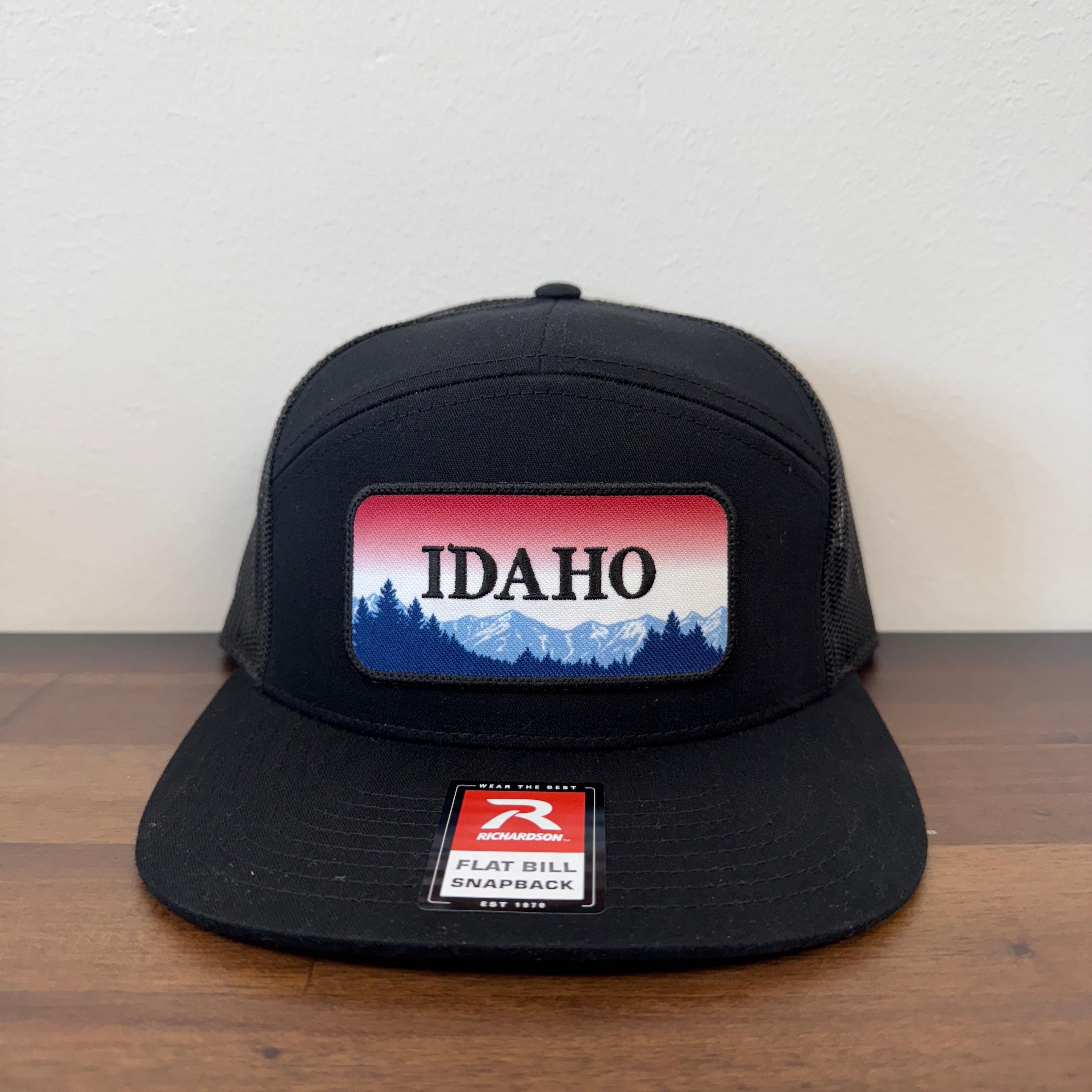 Idaho License Plate Hat: Leather Patch and Mesh (Snapback Adjustable)-208 Tees Wholesale, Idaho