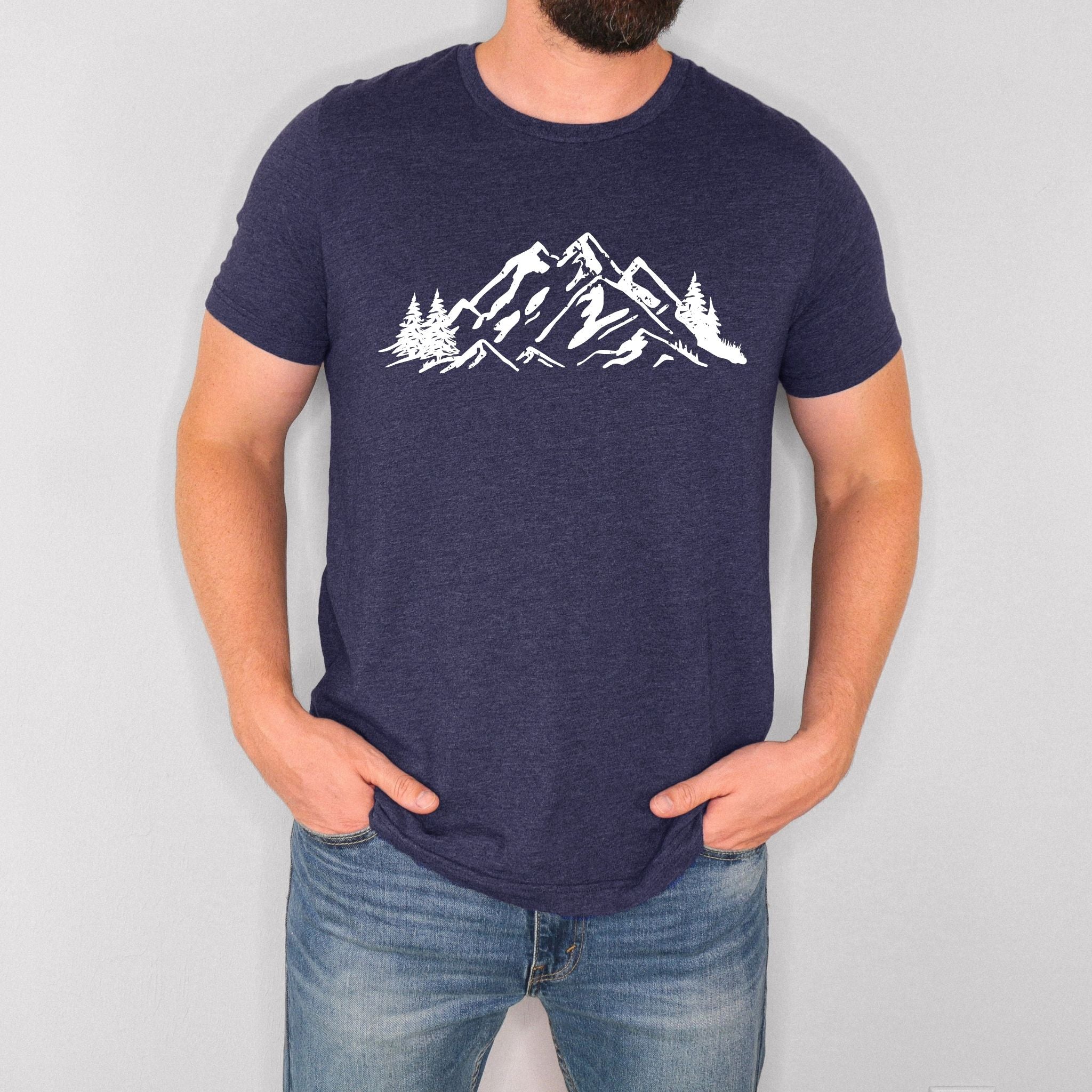 Simple Mountain Scene Graphic TeeCrewneck 007 nowrds-Graphic Tees-208 Tees Wholesale, Idaho