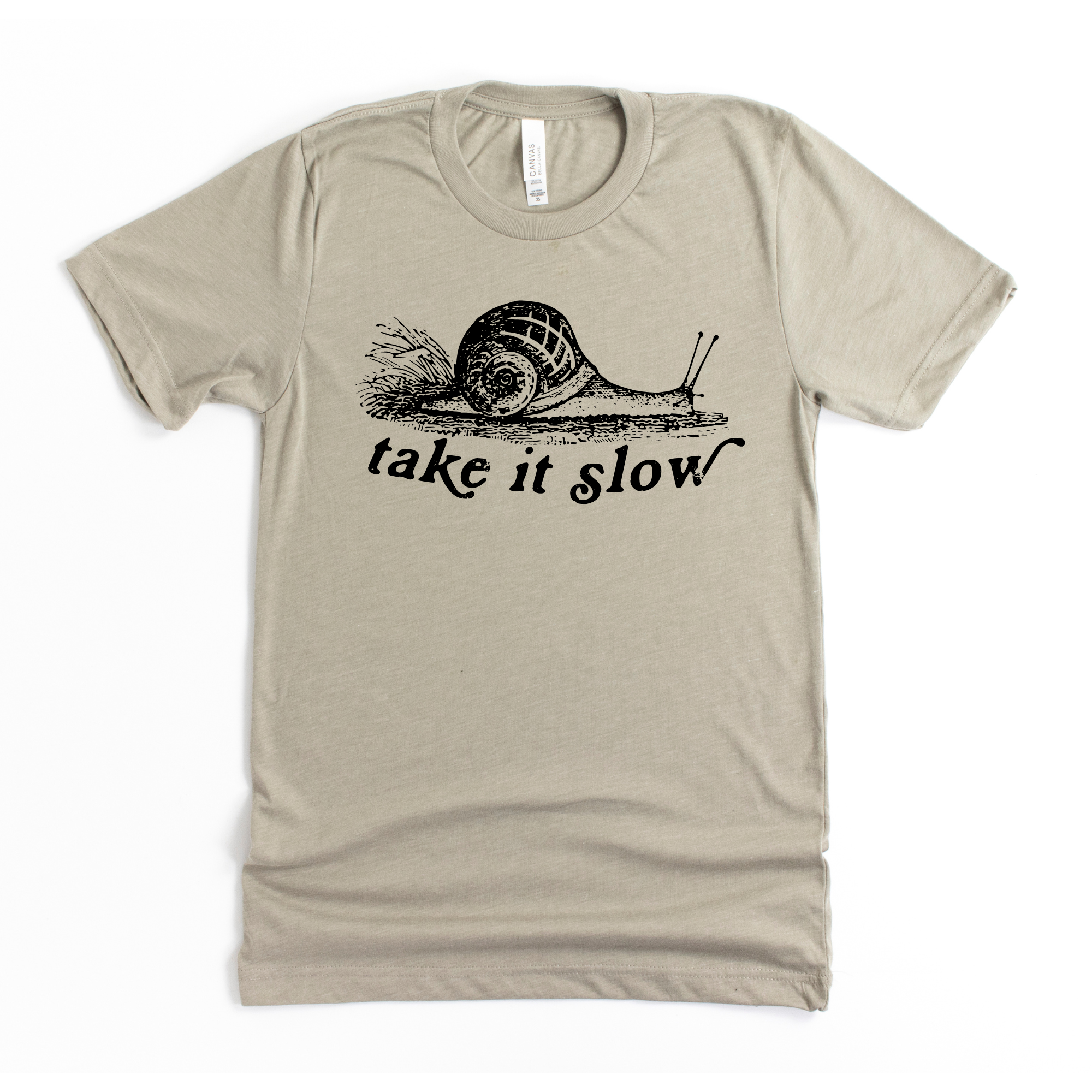 Take It Slow Snail Graphic Tee Long Sleeve 309-Graphic Tees-208 Tees Wholesale, Idaho