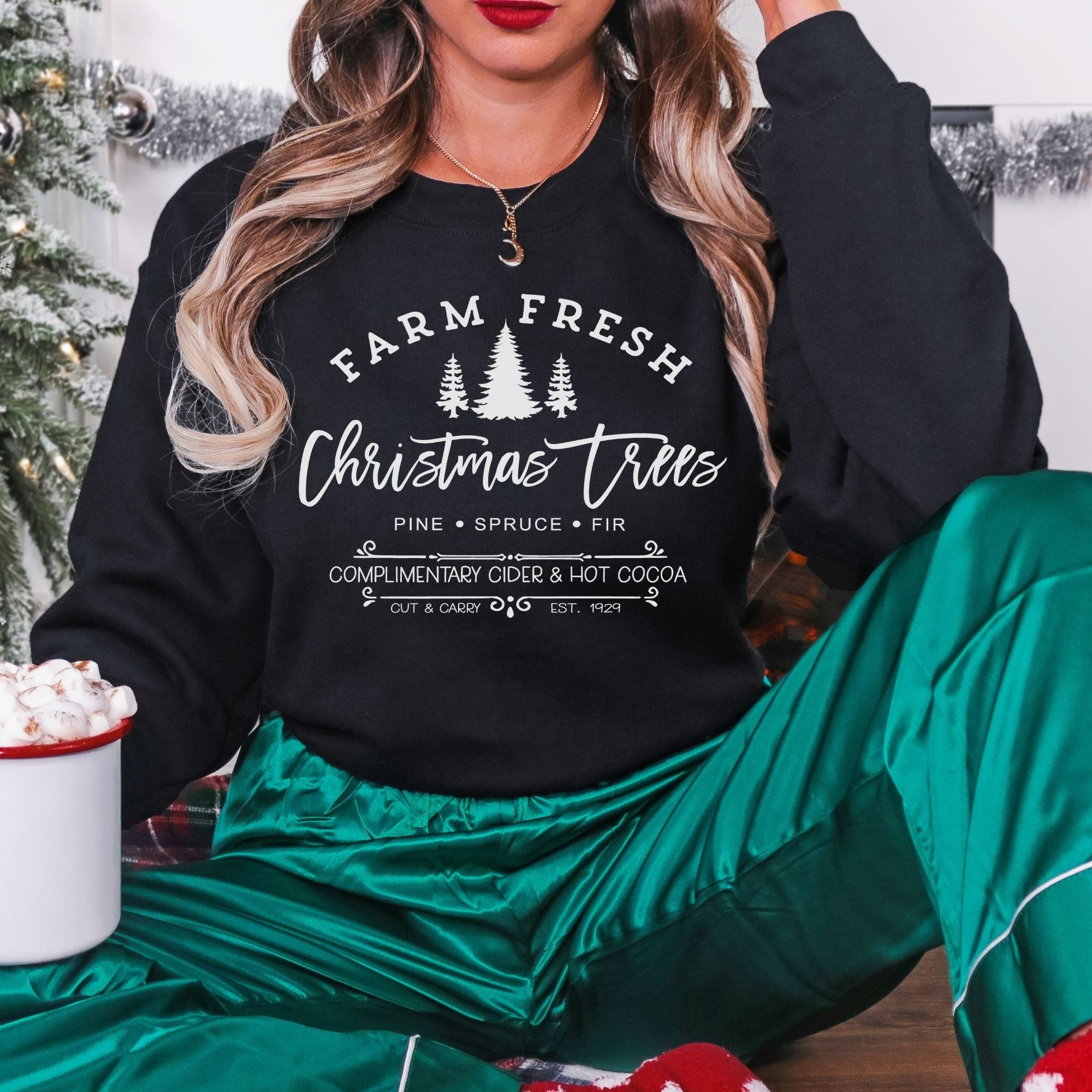 Farm Fresh Christmas Trees Sweatshirt - Holiday Season Hoodie or Crewneck *UNISEX FIT*-Sweatshirts-208 Tees Wholesale, Idaho