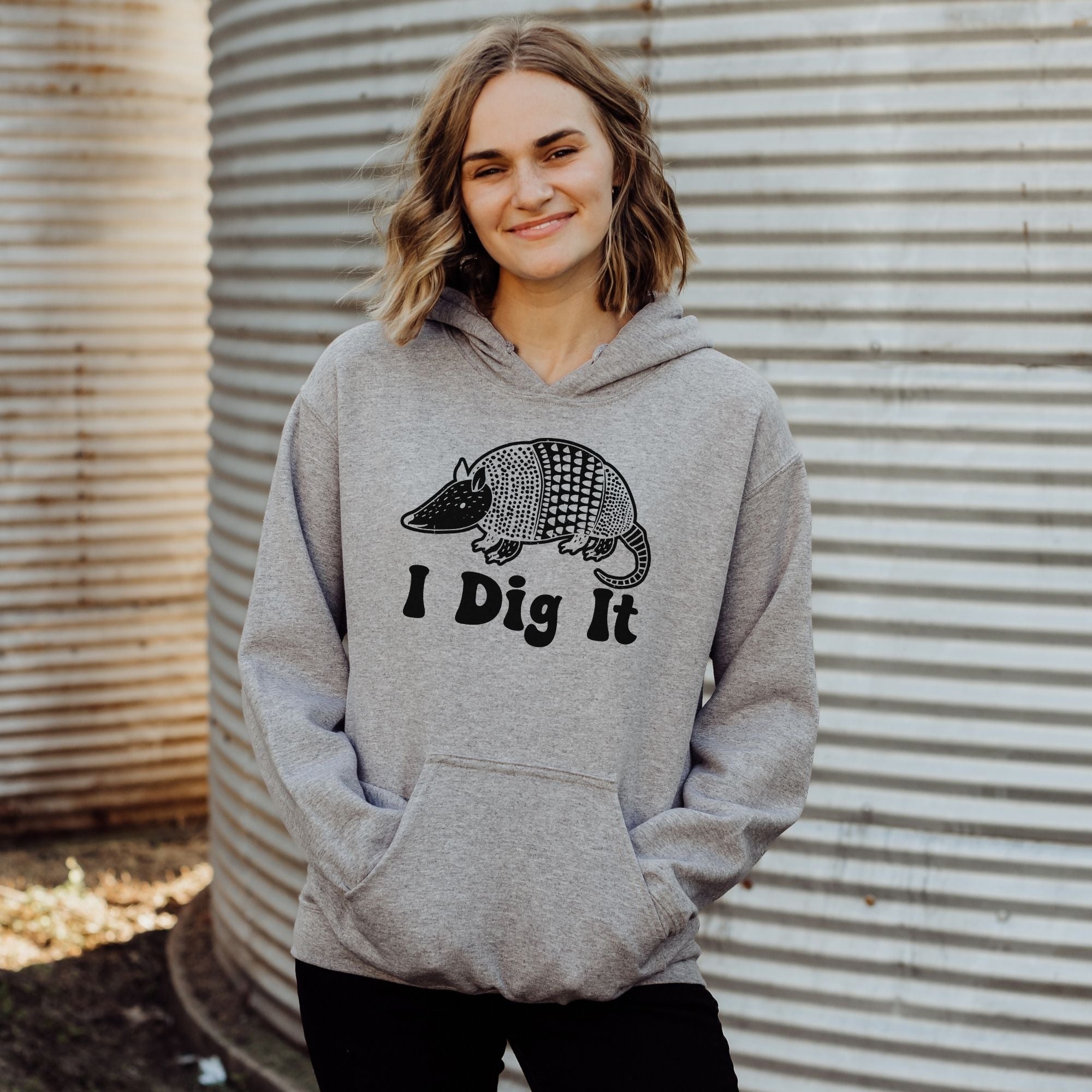 I Dig It Armadillo Crewneck or Hoodie Sweatshirt *UNISEX FIT*-Sweatshirts-208 Tees Wholesale, Idaho