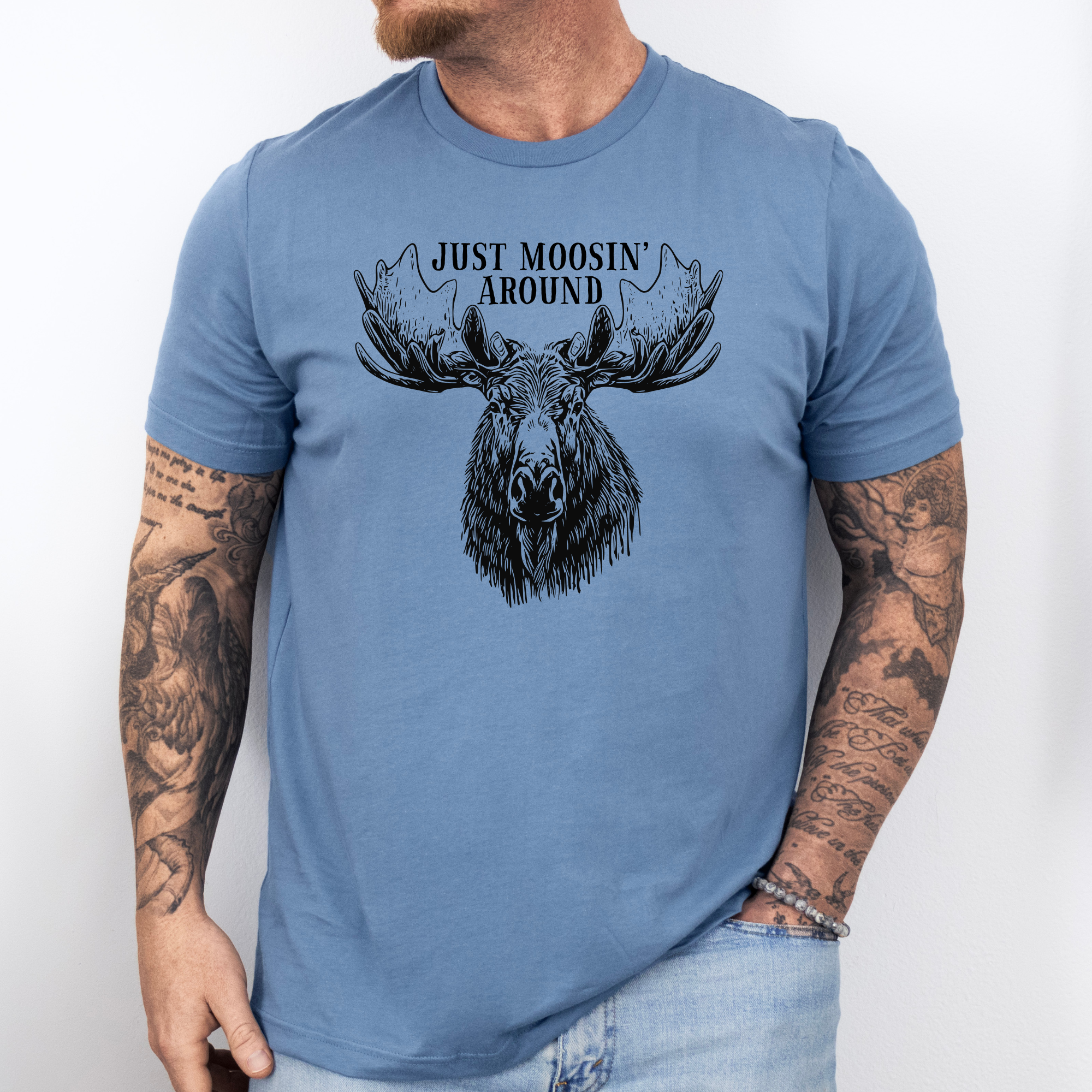 Just Moosin’ Around Graphic Tee Long Sleeve 107-Graphic Tees-208 Tees Wholesale, Idaho