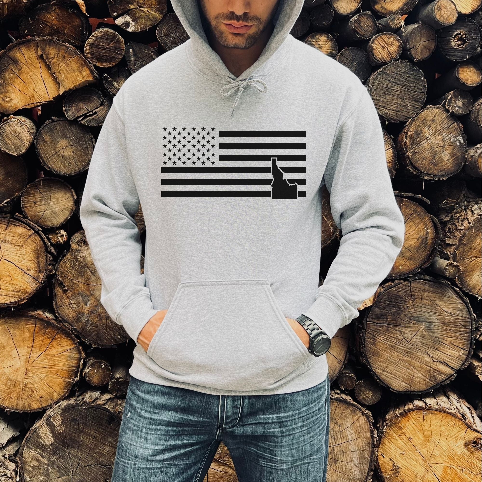 Idaho American Flag Sweatshirt - Idahoan Flag Hoodie *UNISEX FIT*-Sweatshirts-208 Tees Wholesale, Idaho