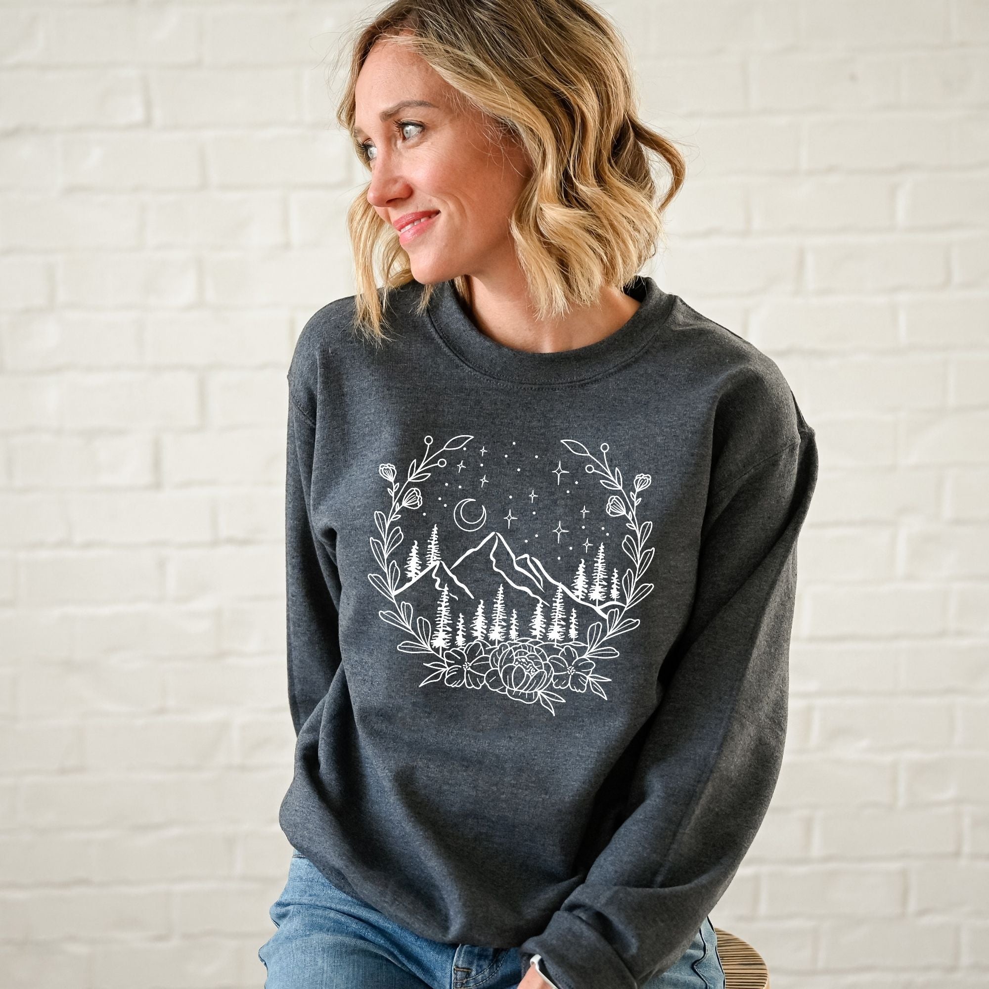 Mountain Scene Sweatshirt Hoodie or Crewneck Nature Lover *UNISEX FIT*-Sweatshirts-208 Tees Wholesale, Idaho