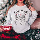 Jolly AF Skeleton with Santa Hats Crewneck Sweatshirt Holiday Season Hoodie *UNISEX FIT*-Sweatshirts-208 Tees Wholesale, Idaho