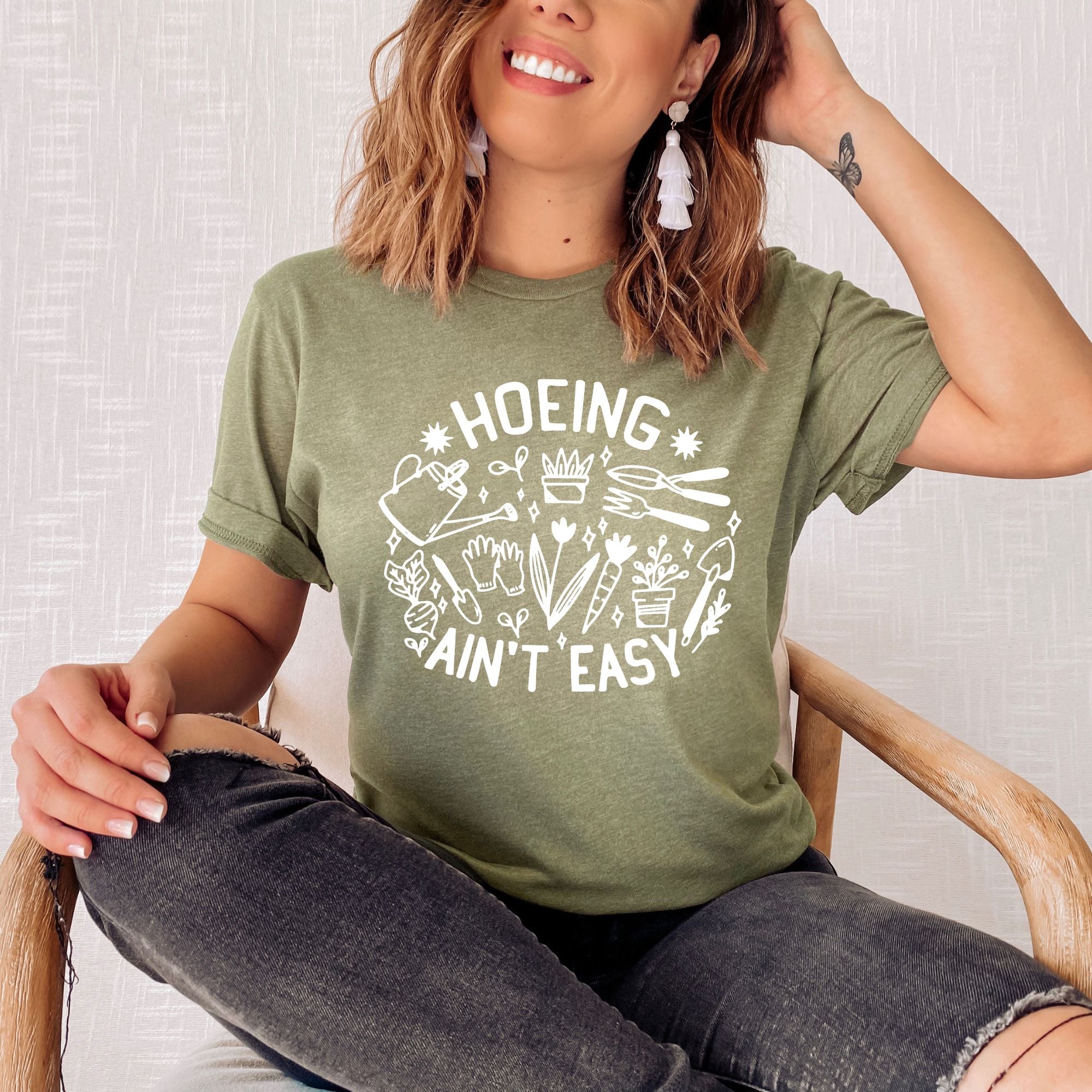 Hoeing Ain't Easy Hilarious Gardening Graphic Tee Tshirt *UNISEX FIT*-Graphic Tees-208 Tees Wholesale, Idaho