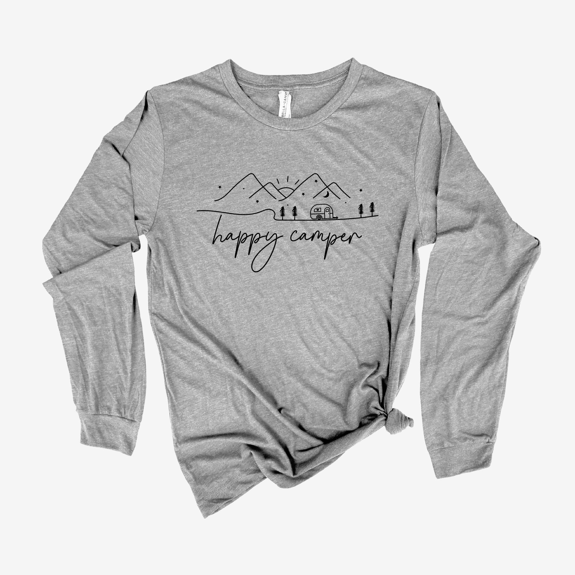 Happy Camper Long Sleeve Shirt *UNISEX FIT*-Long Sleeves-208 Tees Wholesale, Idaho