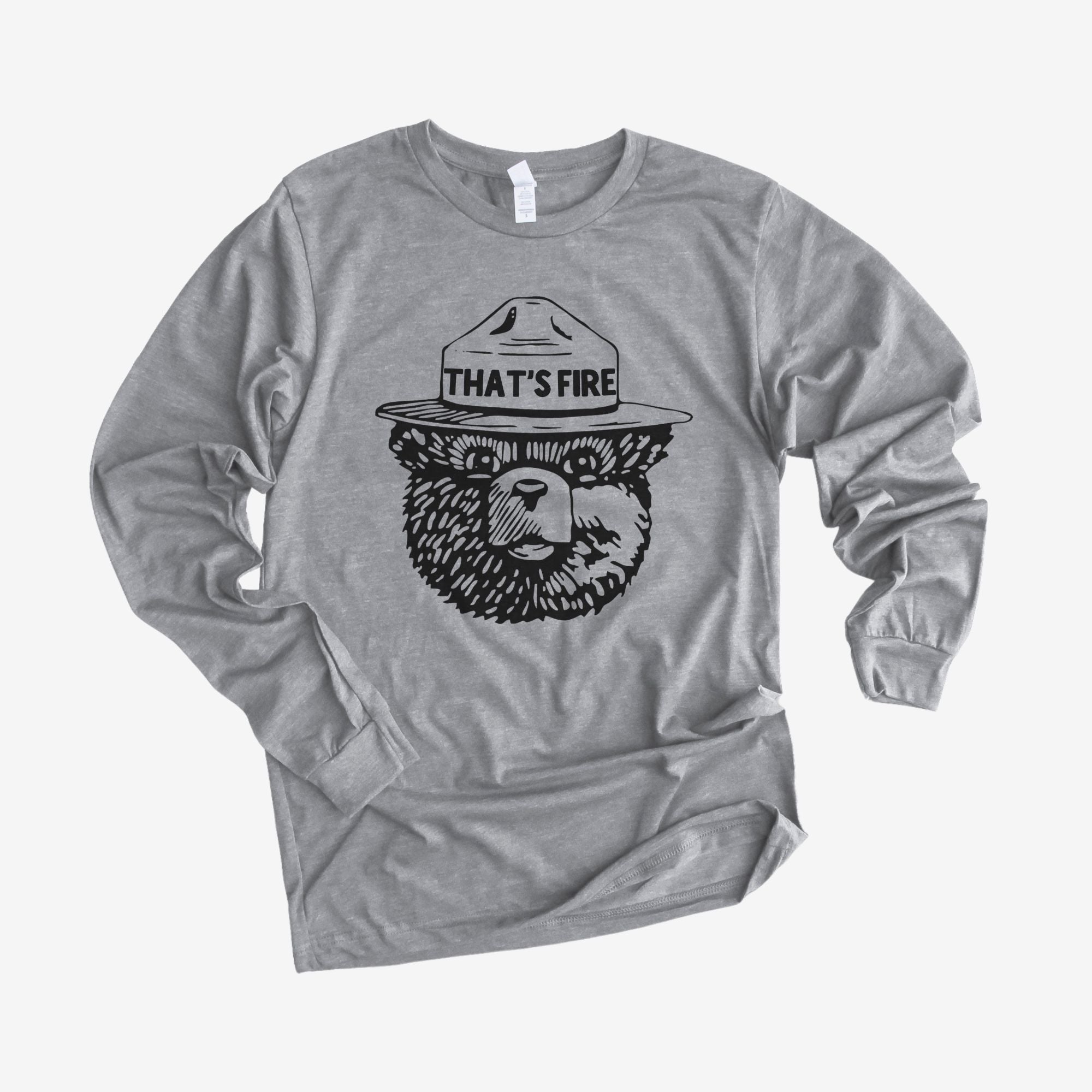 Funny That's Fire Bear Long Sleeve *UNISEX FIT*-Long Sleeves-208 Tees Wholesale, Idaho