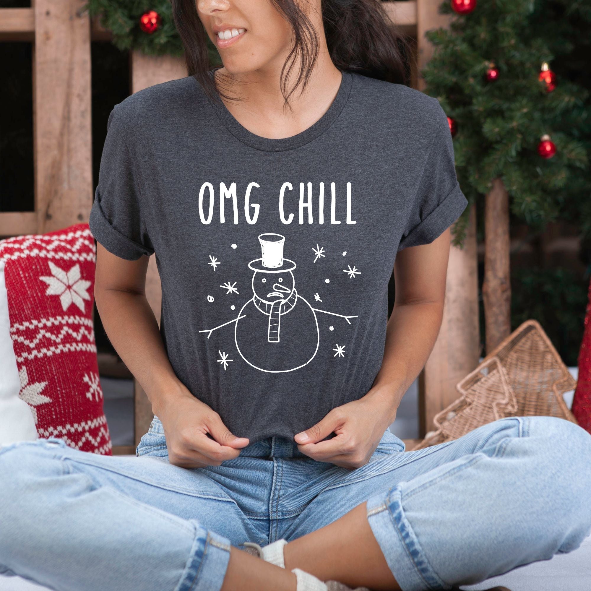 OMG Chill Funny Snowman Graphic Tee *UNISEX FIT*-208 Tees Wholesale, Idaho