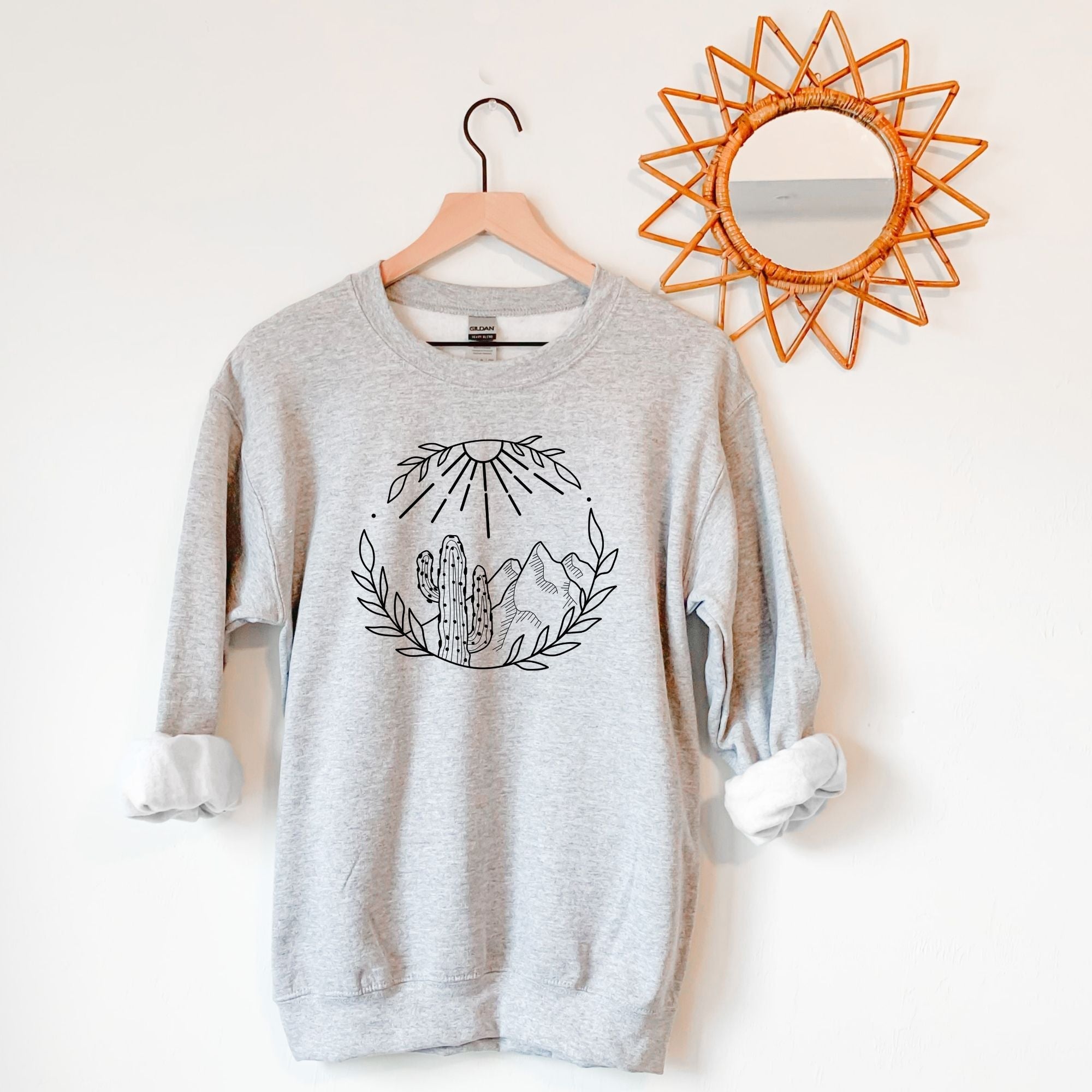 Desert Scene Crewneck - Cactus Sweatshirt or Hoodie *UNISEX FIT*-Sweatshirts-208 Tees Wholesale, Idaho