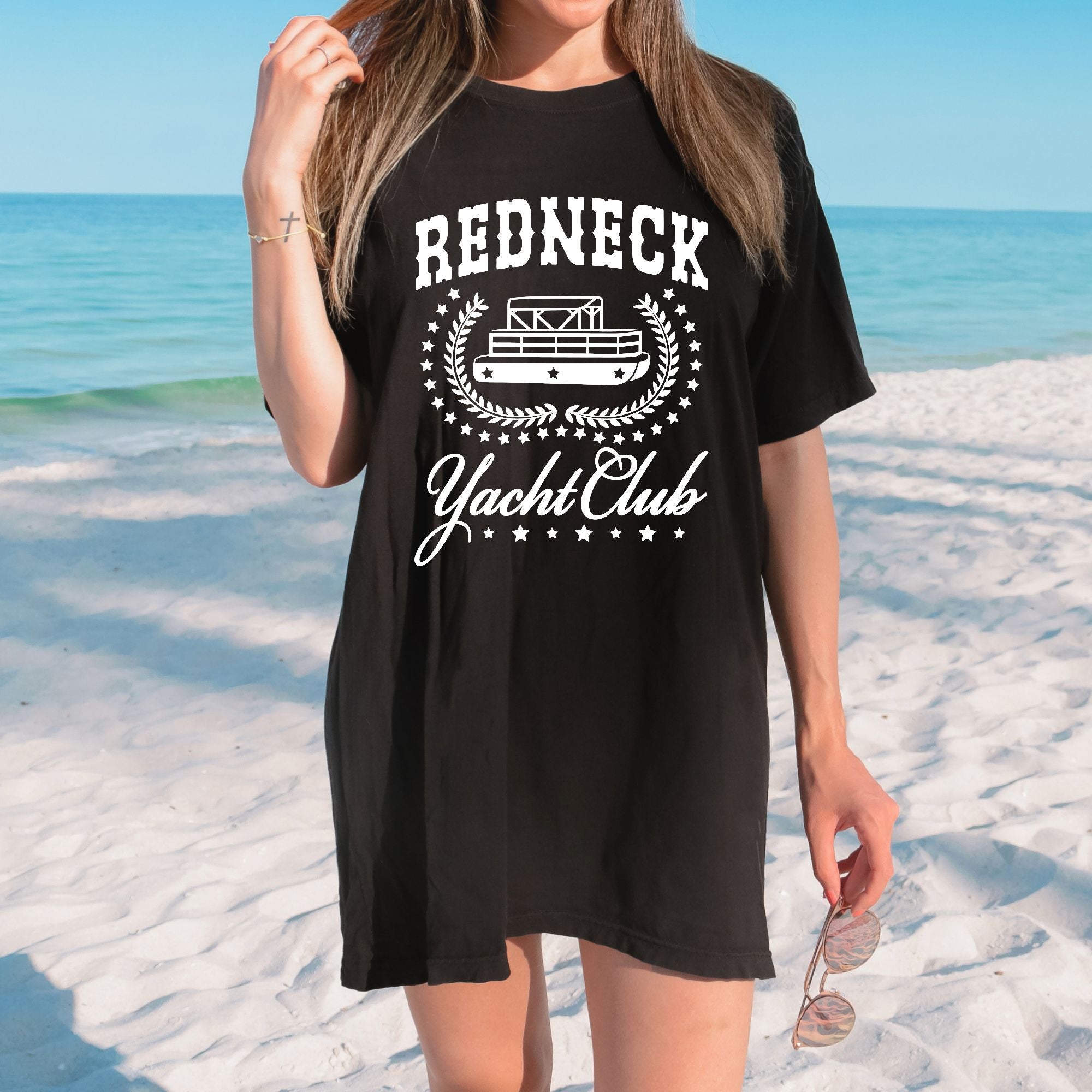 Redneck Yacht Club Pontoon Graphic Tee Bigfoot Tshirt *UNISEX FIT*-Graphic Tees-208 Tees Wholesale, Idaho