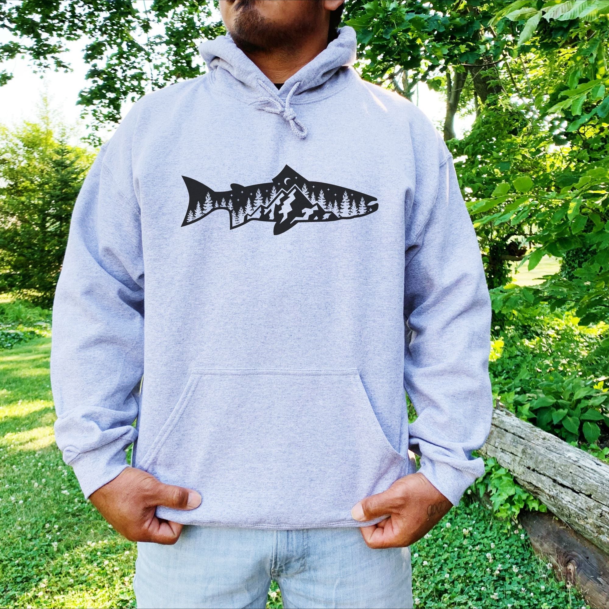 Trout Fishing Nature Gildan Crewneck or Hoodie Sweatshirt *UNISEX FIT*-Sweatshirts-208 Tees Wholesale, Idaho