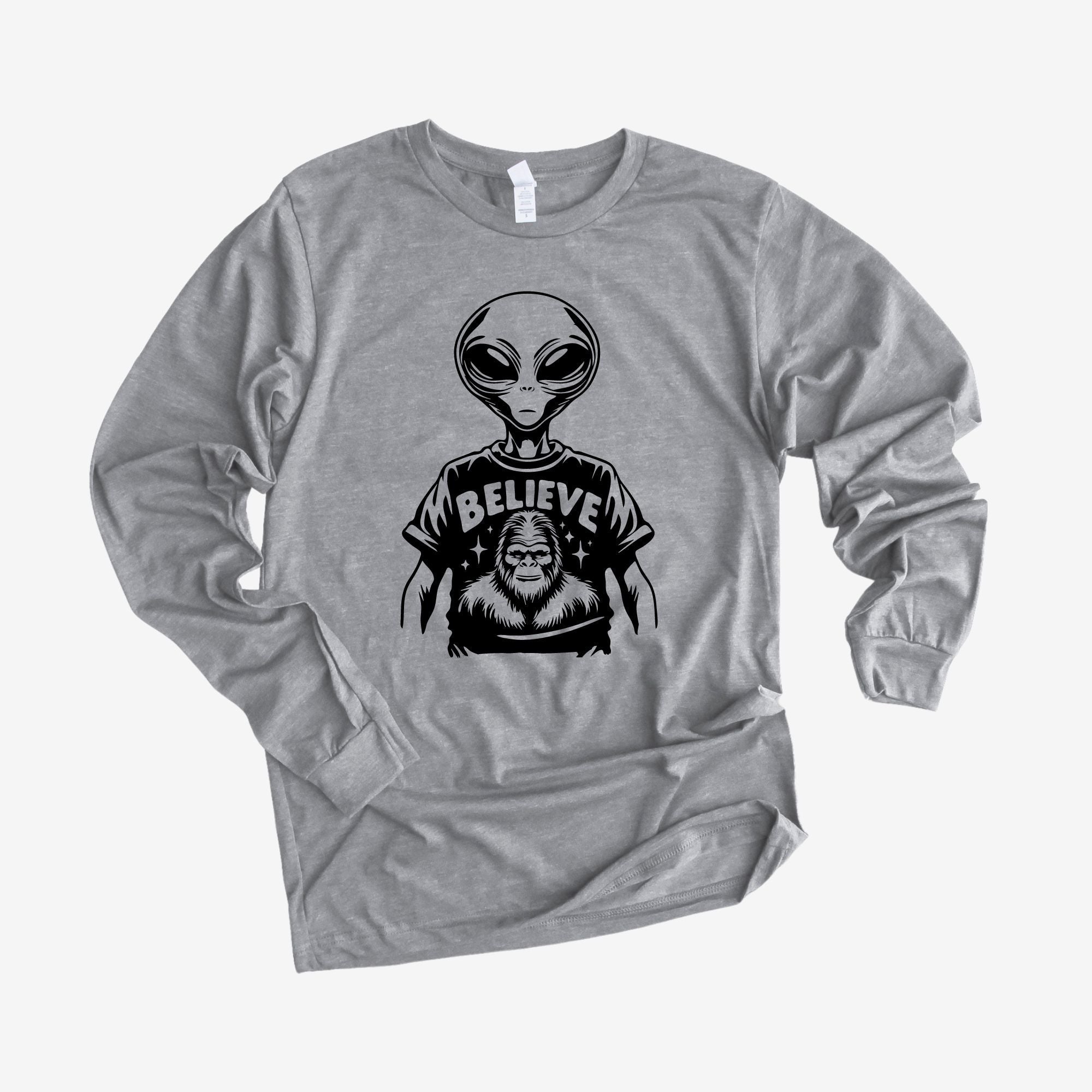 Alien Bigfoot TShirt Long Sleeve *UNISEX FIT*-Long Sleeves-208 Tees Wholesale, Idaho