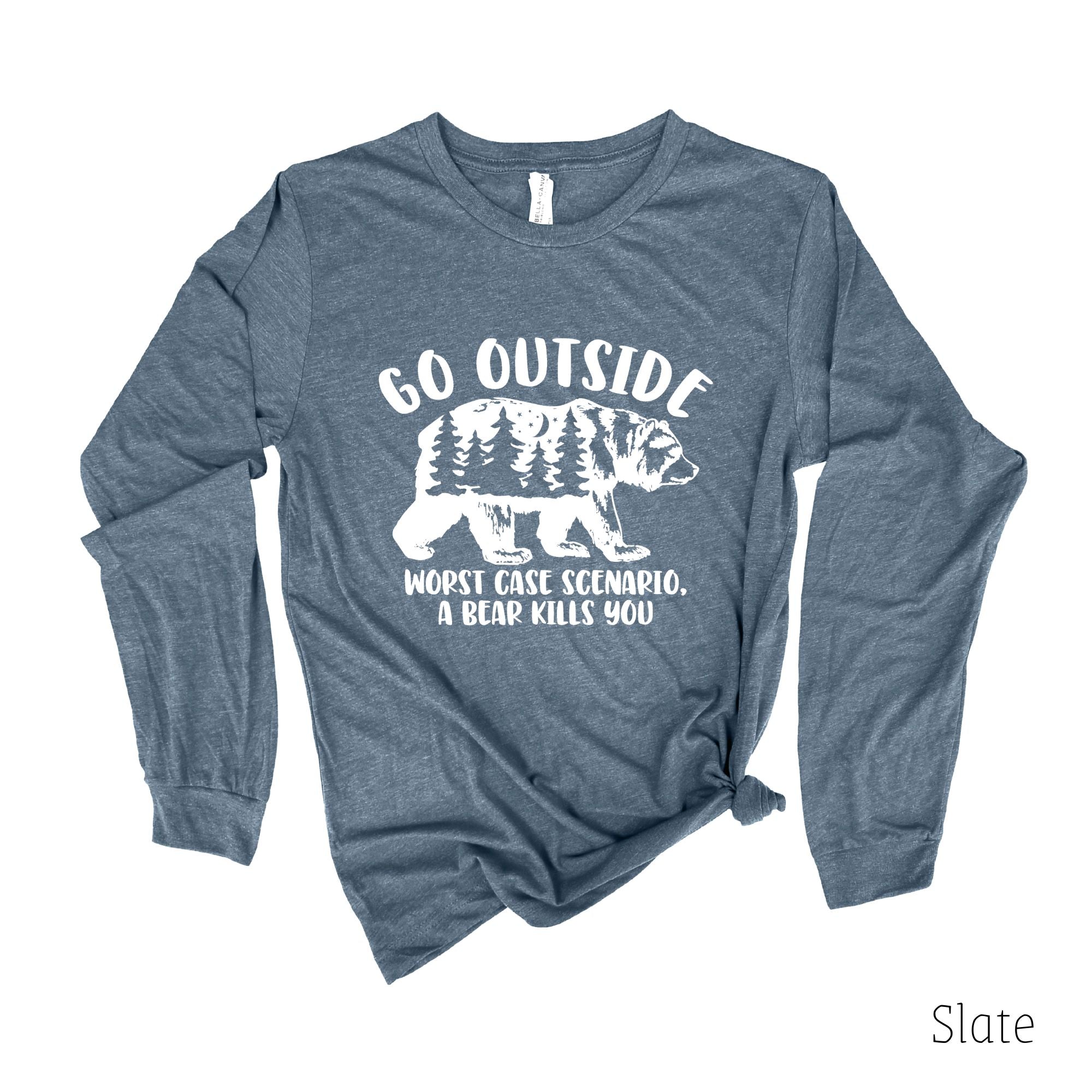 Go Outside Bear Long Sleeve Shirt 41! *UNISEX FIT*-Long Sleeves-208 Tees Wholesale, Idaho