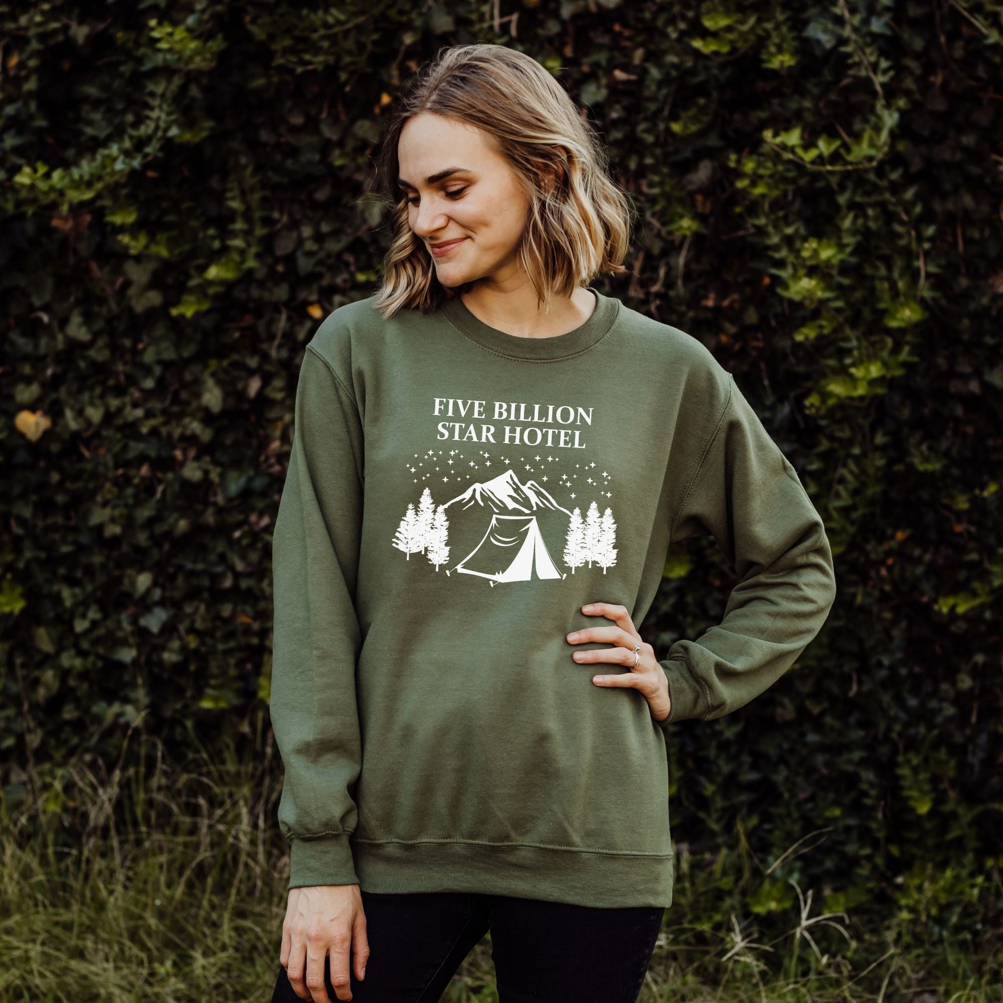 5 Billion Star Hotel Camping Sweatshirt - Tent Camper Hoodie or Crewneck *UNISEX FIT*-Sweatshirts-208 Tees Wholesale, Idaho