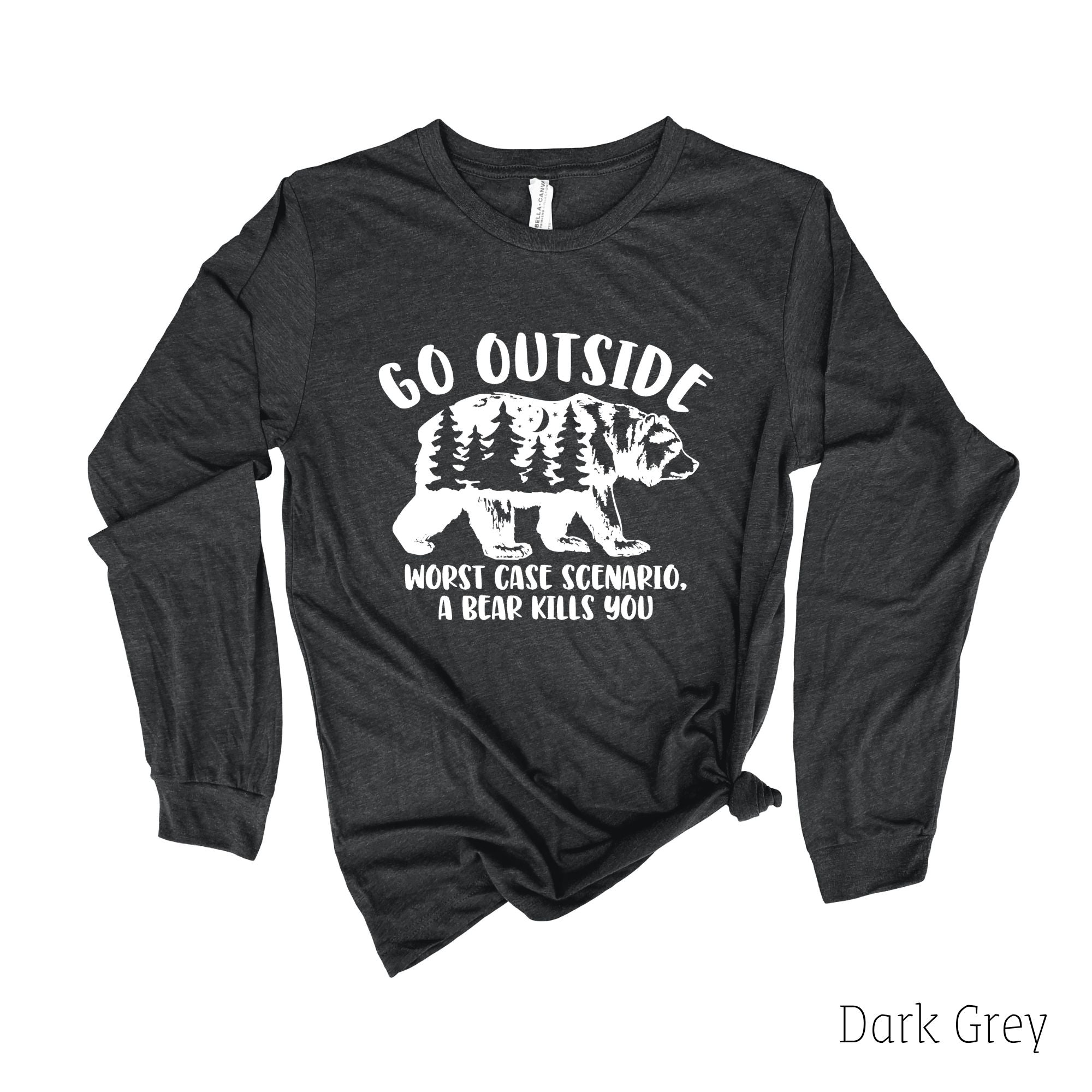 Go Outside Bear Long Sleeve Shirt 41! *UNISEX FIT*-Long Sleeves-208 Tees Wholesale, Idaho