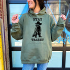 Stay Trashy Racoon Cowboy Gildan Crewneck or Hoodie Sweatshirt *UNISEX FIT*-Sweatshirts-208 Tees Wholesale, Idaho