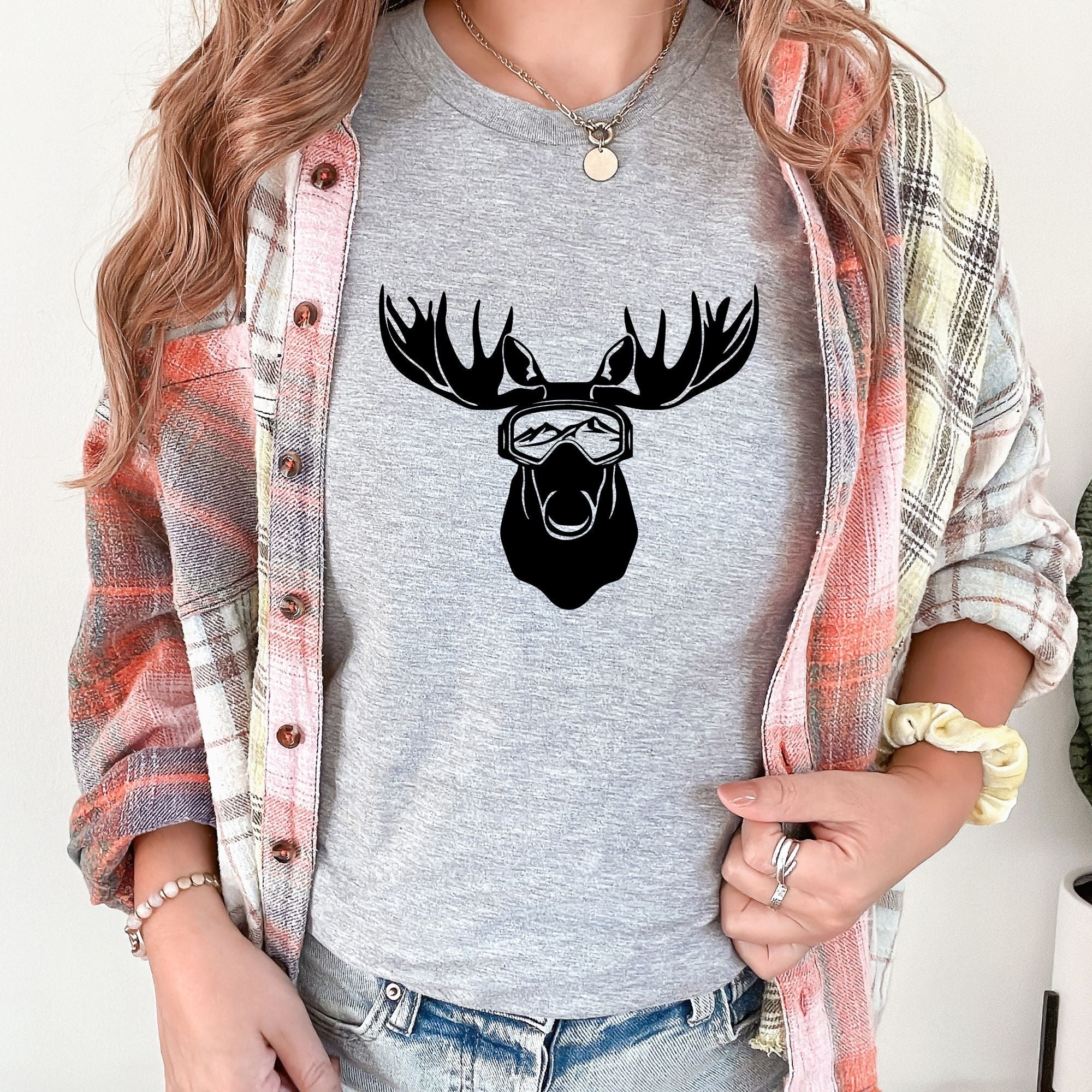 Ski Moose TShirt *UNISEX FIT*-Womens Tees-208 Tees Wholesale, Idaho