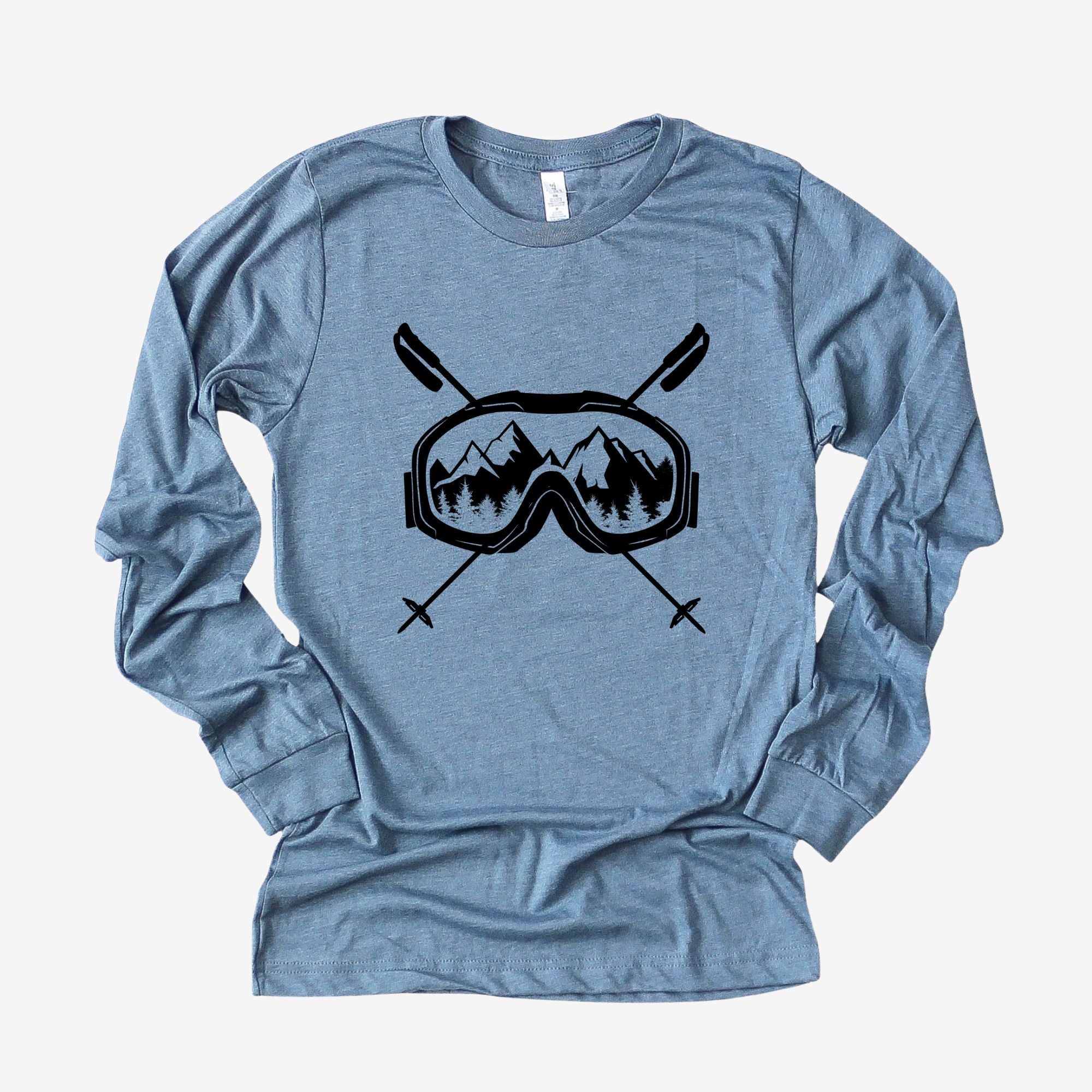 Ski Goggles Long Sleeve 30T *UNISEX FIT*-Long Sleeves-208 Tees Wholesale, Idaho