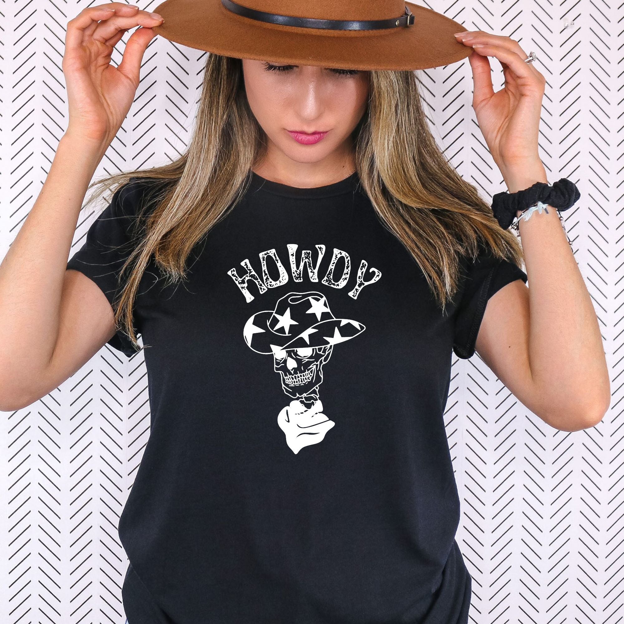 Howdy Western Skeleton TShirt for Women *UNISEX FIT*-208 Tees Wholesale, Idaho