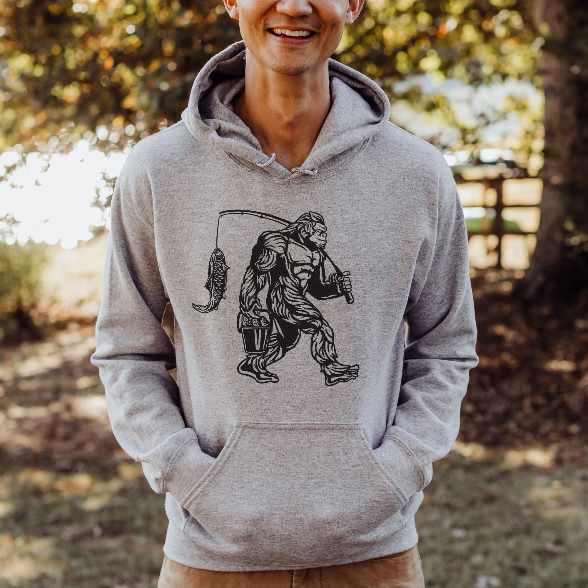 Bigfoot Fishing Sweatshirt *UNISEX FIT*-Sweatshirts-208 Tees Wholesale, Idaho