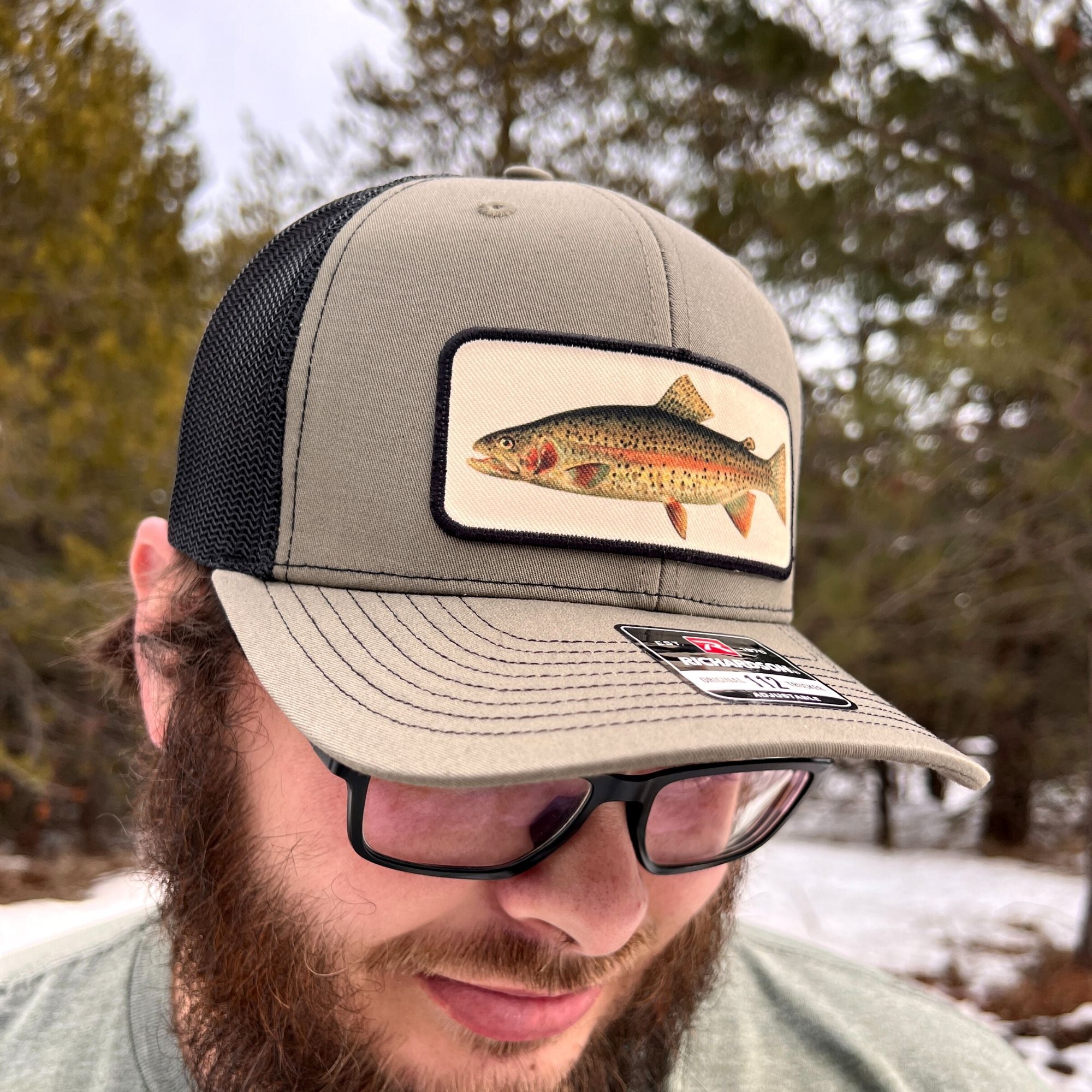 Rainbow Trout Fishing Hat - Richardson Loden Green/Black-Hats-208 Tees Wholesale, Idaho