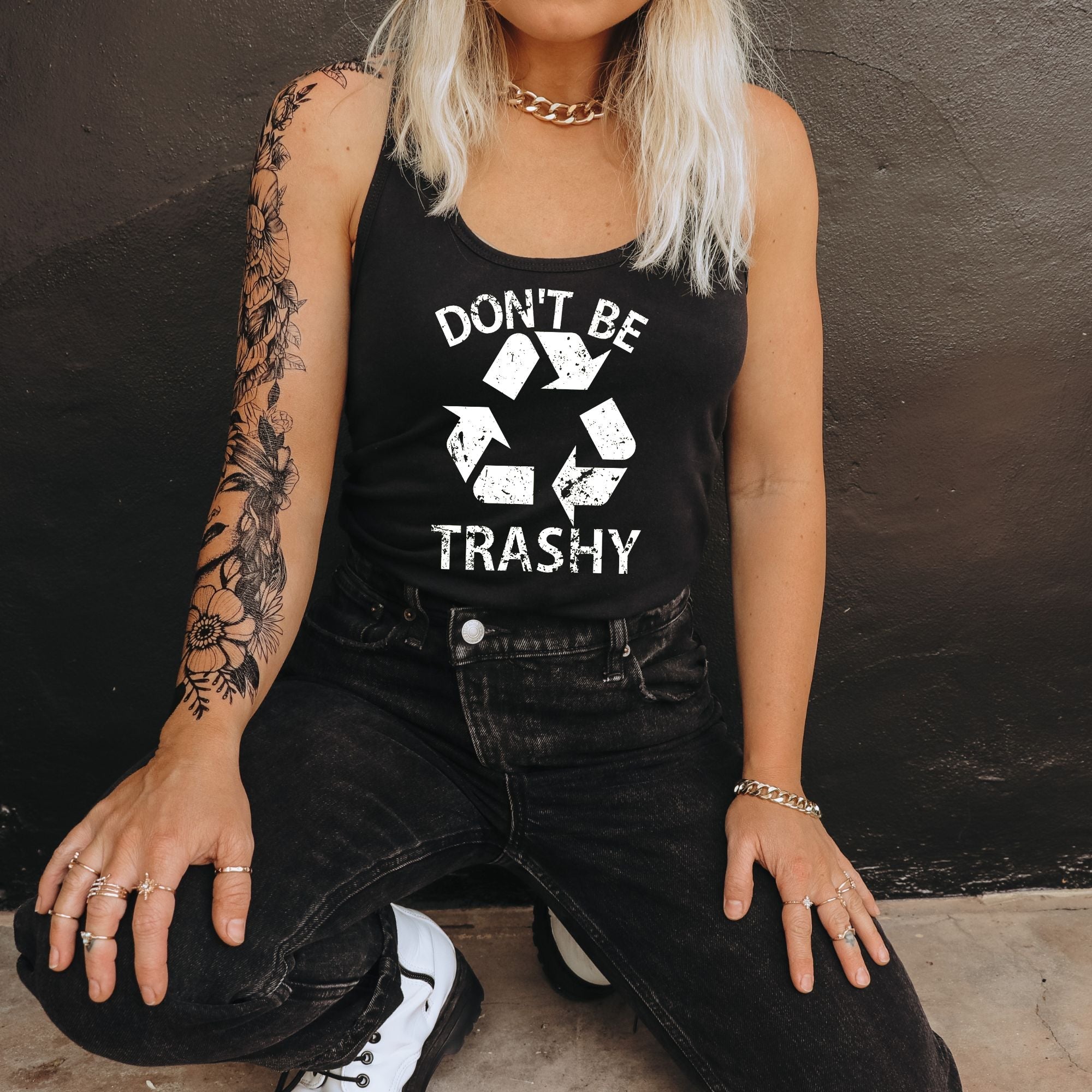 Don't Be Trashy Tank Top-Tank Tops-208 Tees Wholesale, Idaho