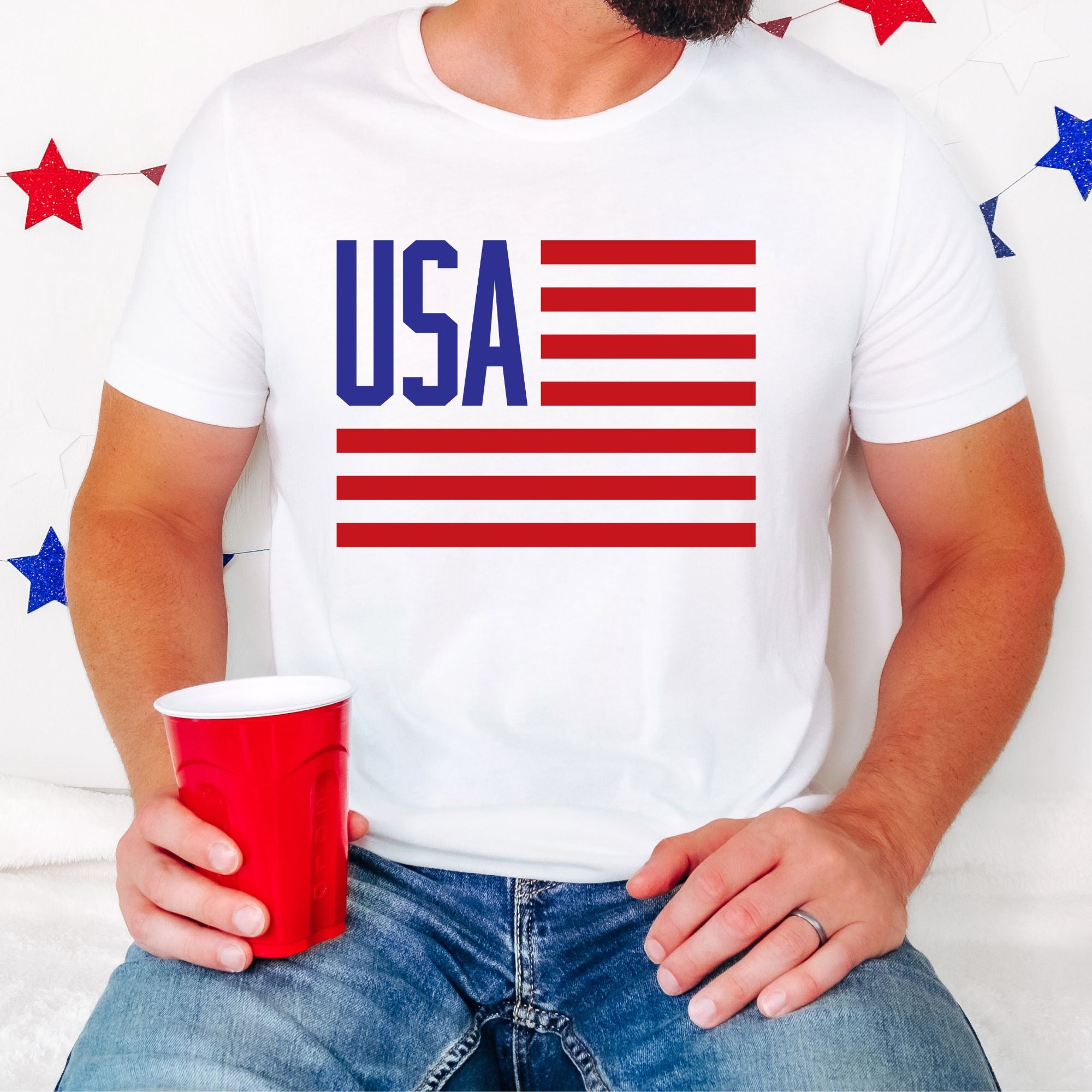 USA Flag T Shirt for Women 4th Of July *UNISEX FIT*-Graphic Tees-208 Tees Wholesale, Idaho