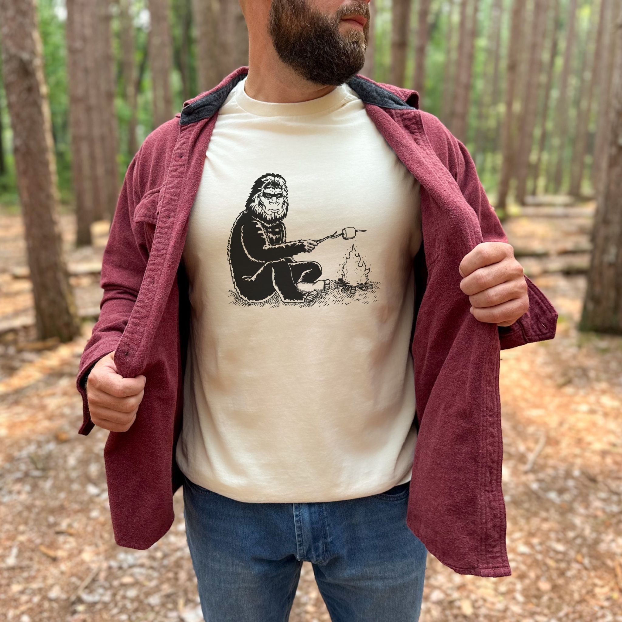 Bigfoot S’mores Campfire Graphic Tee Long Sleeve 021-Graphic Tees-208 Tees Wholesale, Idaho