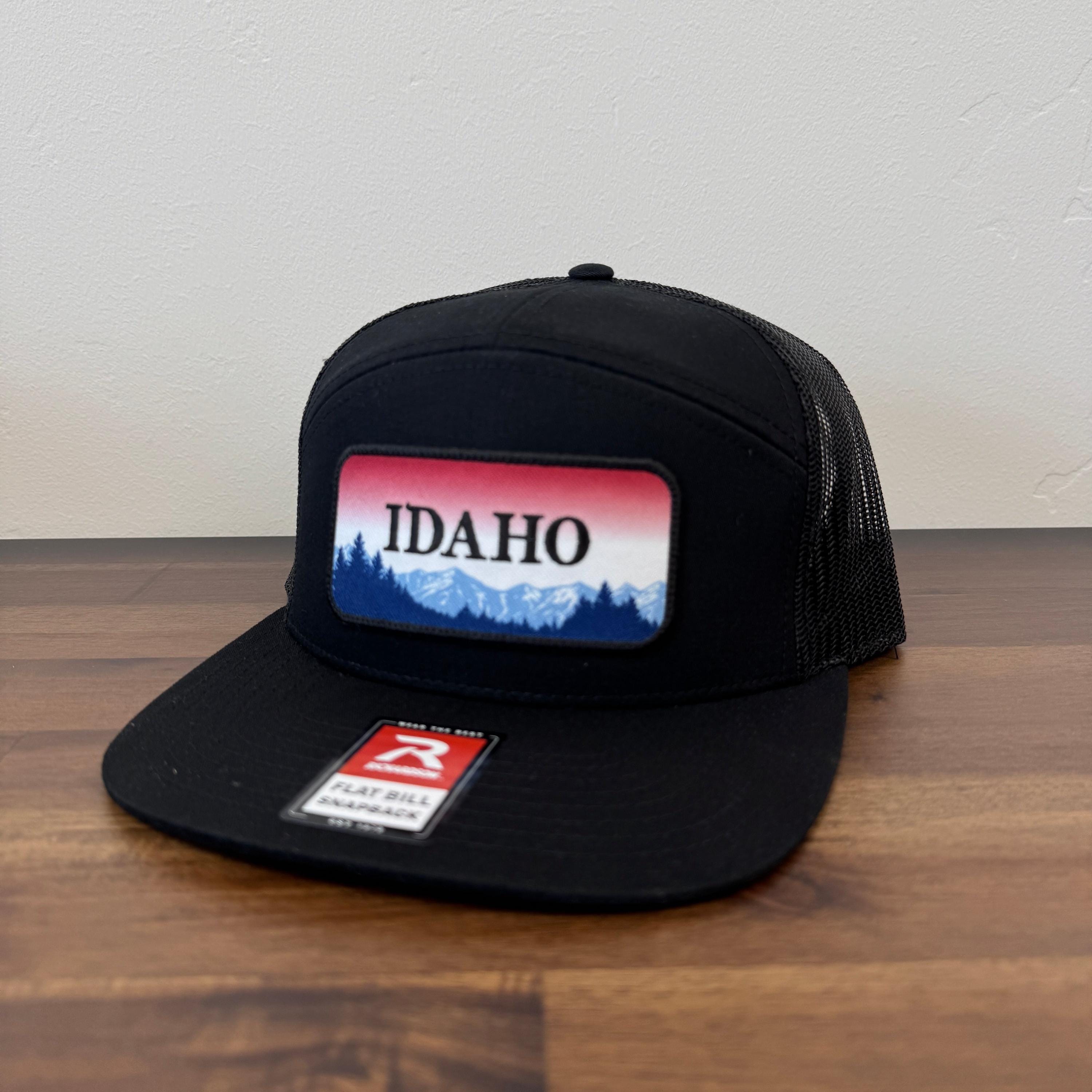 Idaho License Plate Hat: Leather Patch and Mesh (Snapback Adjustable)-208 Tees Wholesale, Idaho