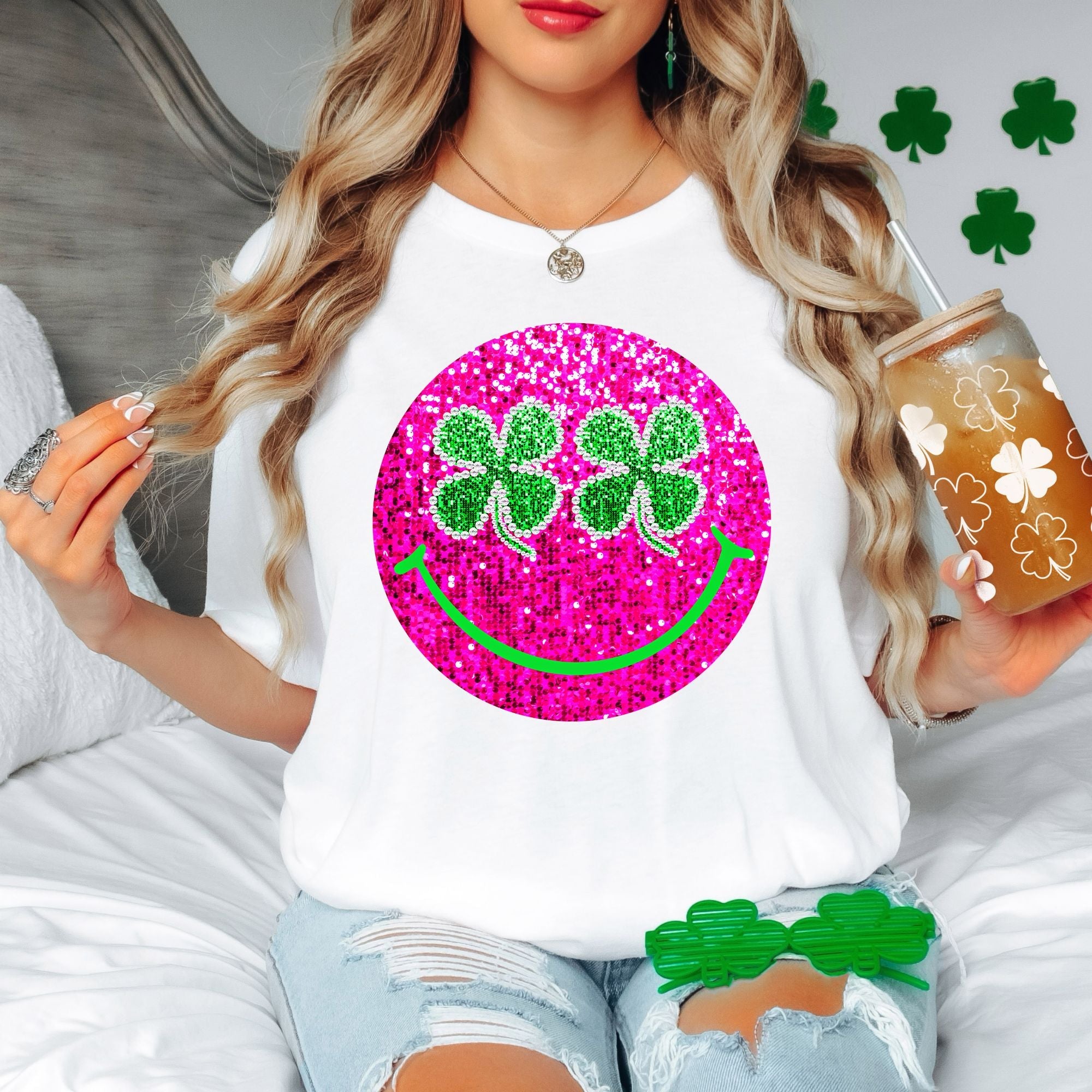 St Patrick's Day Faux Sequin Happy for Women *UNISEX FIT*-208 Tees Wholesale, Idaho