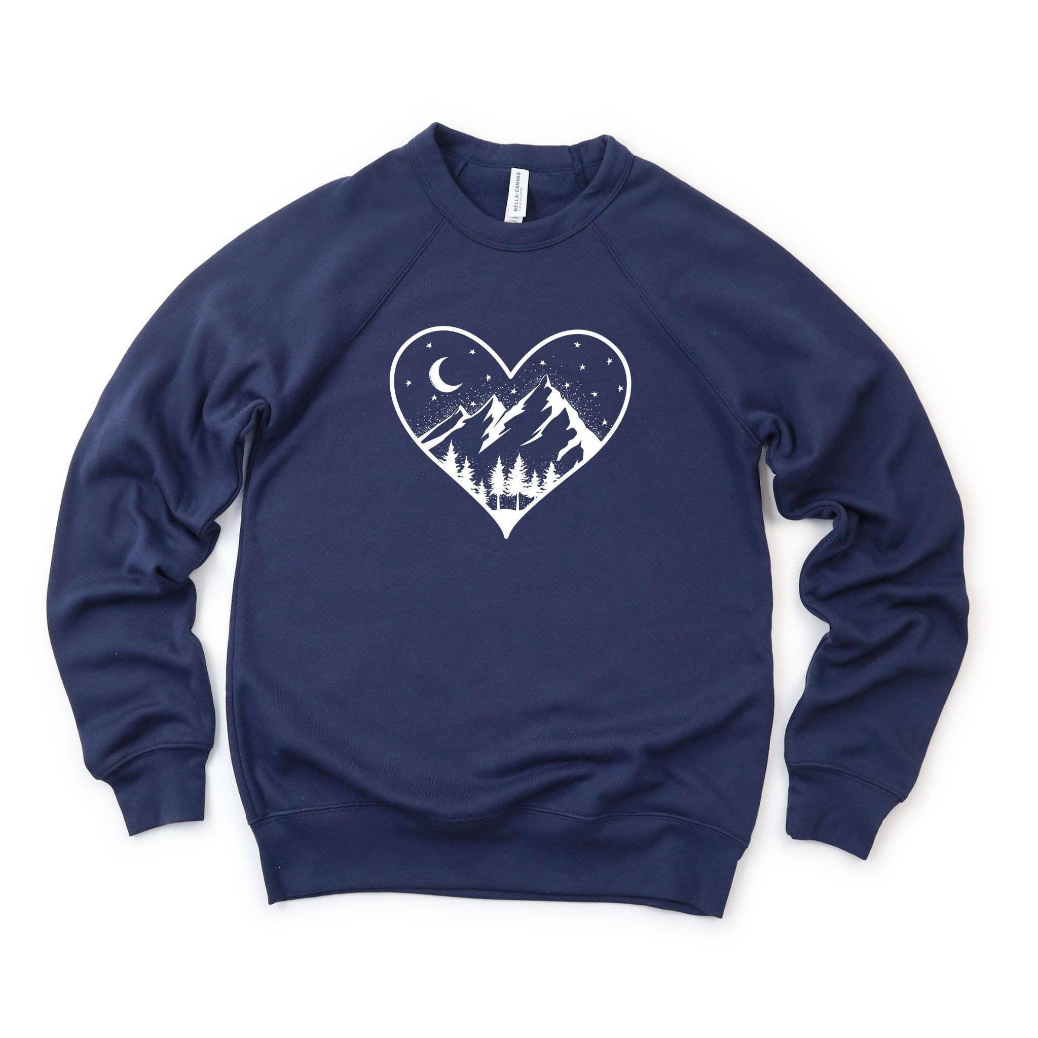 WHOLESALE Mountain Heart Crewneck Sweatshirt | Outdoors Hoodie 067-Sweatshirts-208 Tees Wholesale, Idaho