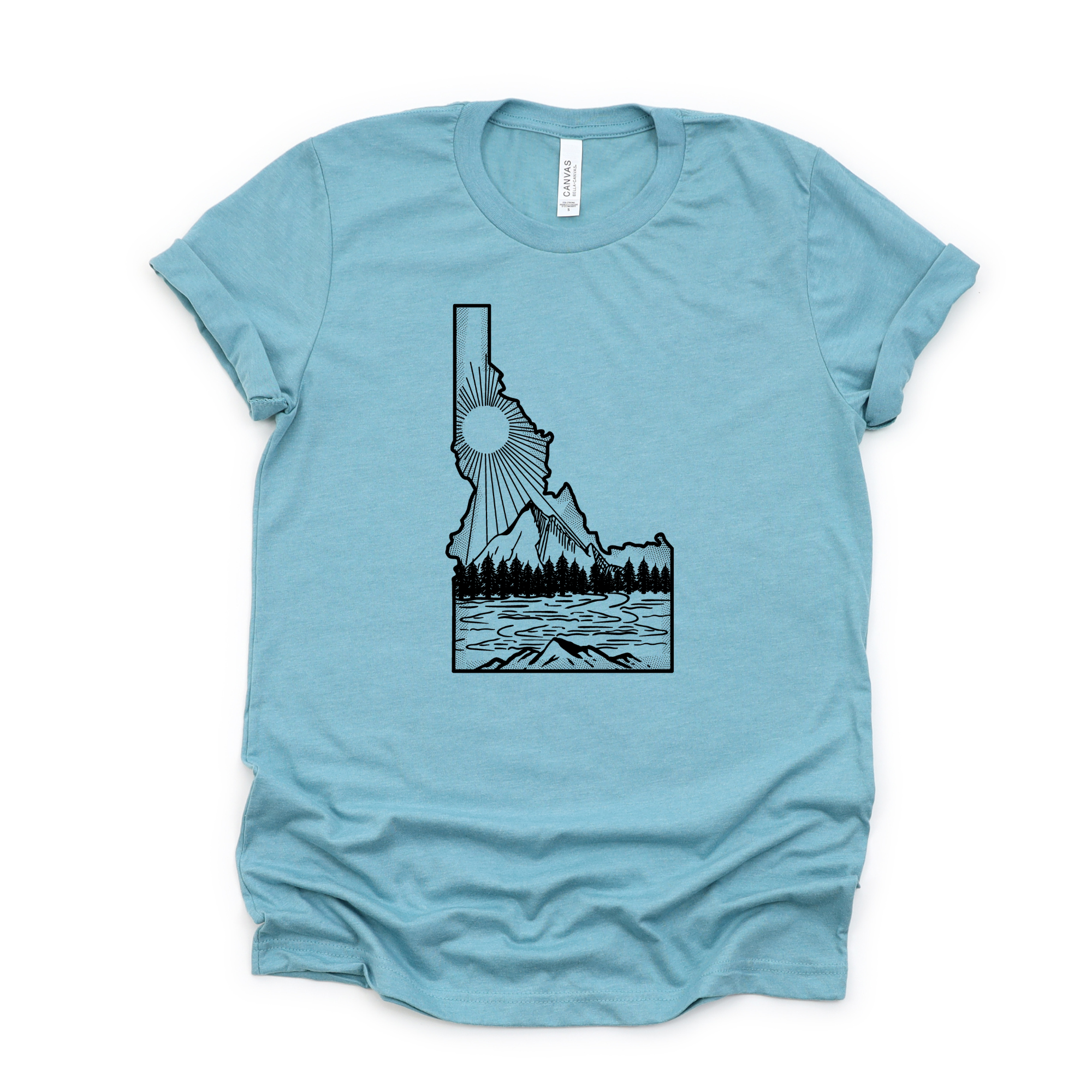 Idaho Sunrise Mountain Graphic Tee Long Sleeve 192-Graphic Tees-208 Tees Wholesale, Idaho