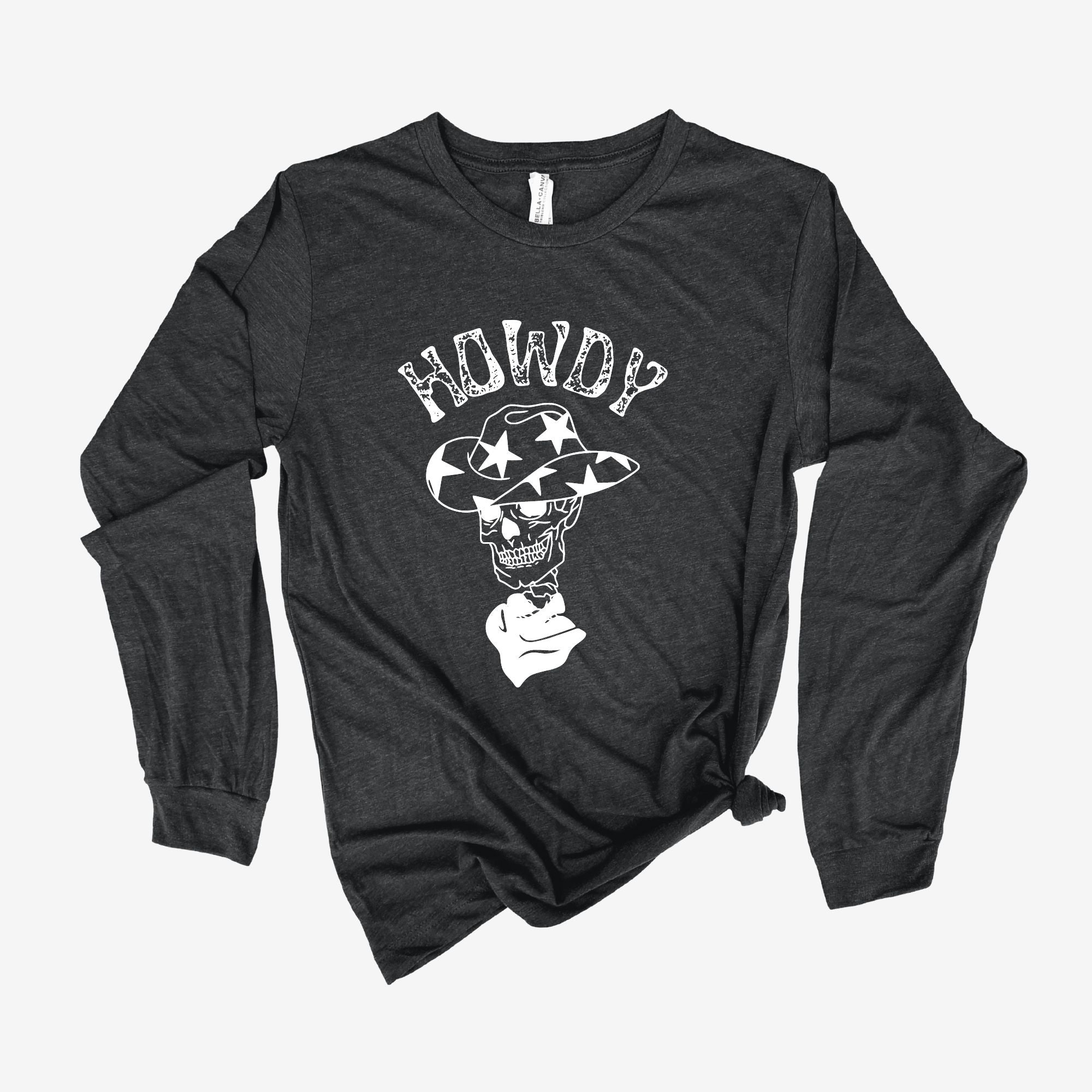 Howdy Skeleton Long Sleeve Western Shirt *UNISEX FIT*-Long Sleeves-208 Tees Wholesale, Idaho