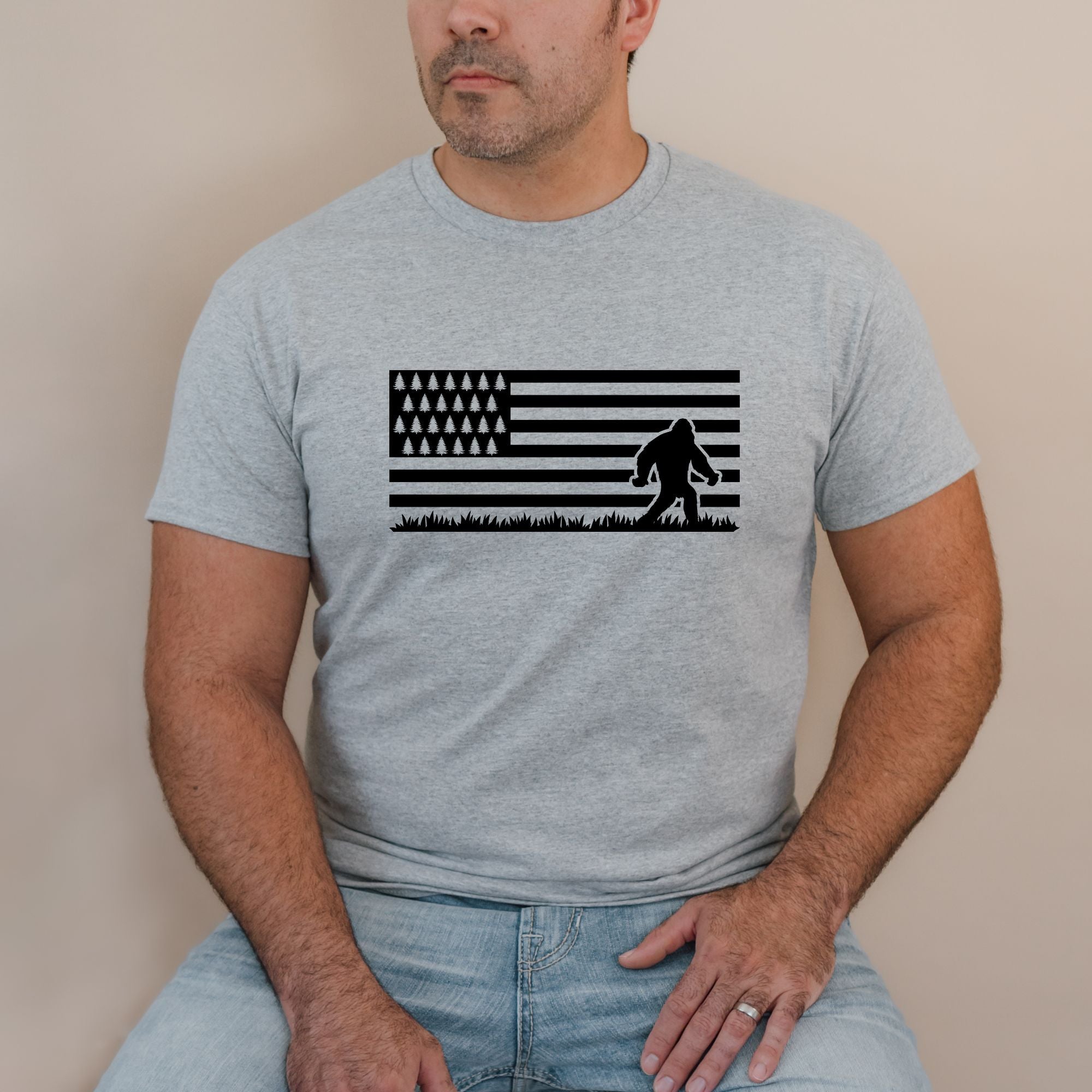 Patriotic Bigfoot TShirt for Men *UNISEX FIT*-Graphic Tees-208 Tees Wholesale, Idaho