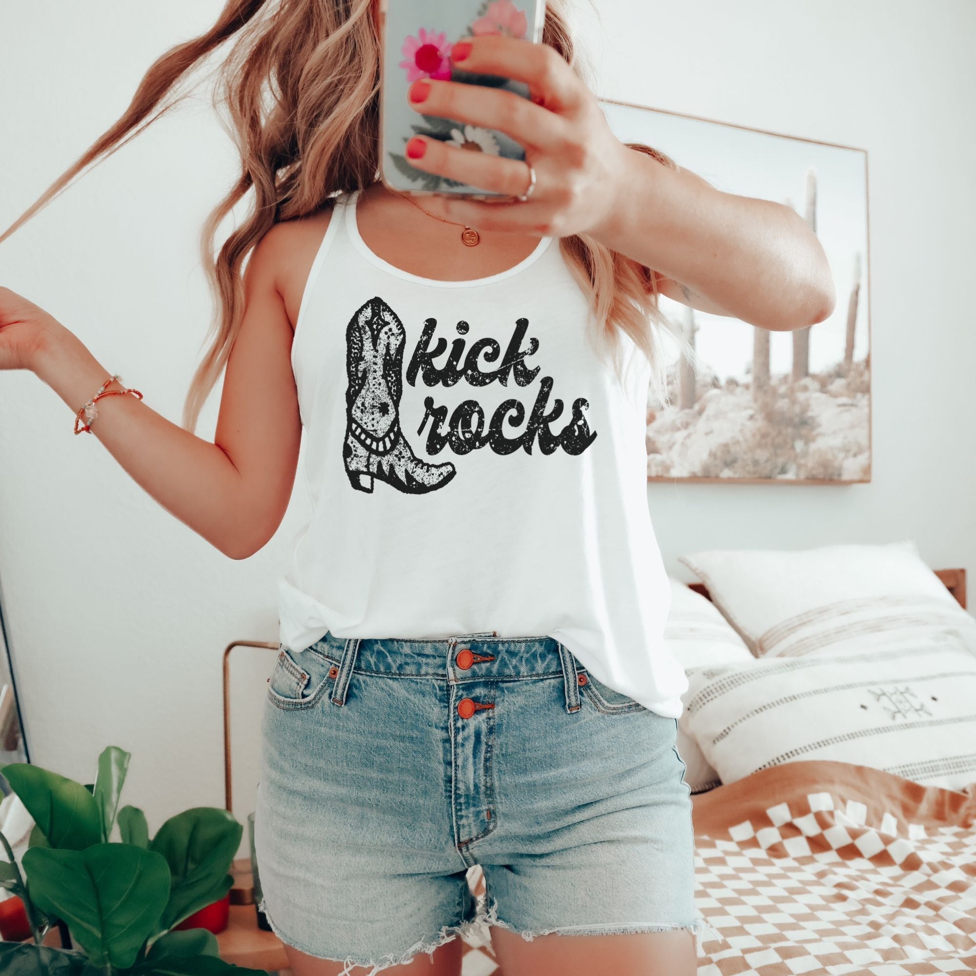 Kick Rocks Western Style Tank Top-Tank Tops-208 Tees Wholesale, Idaho