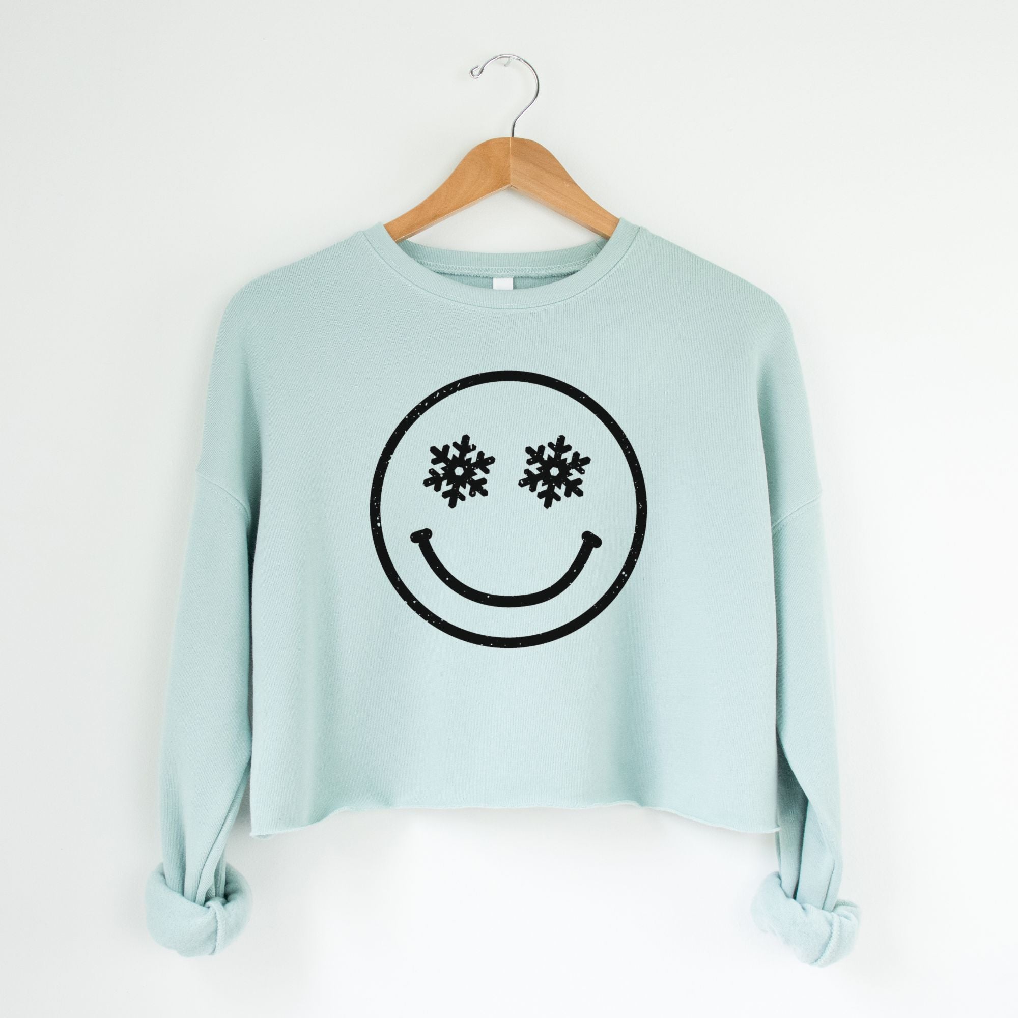 Snow Happy Cropped Sweatshirt or Crop Hoodie *Women's Crop Fit*-208 Tees Wholesale, Idaho