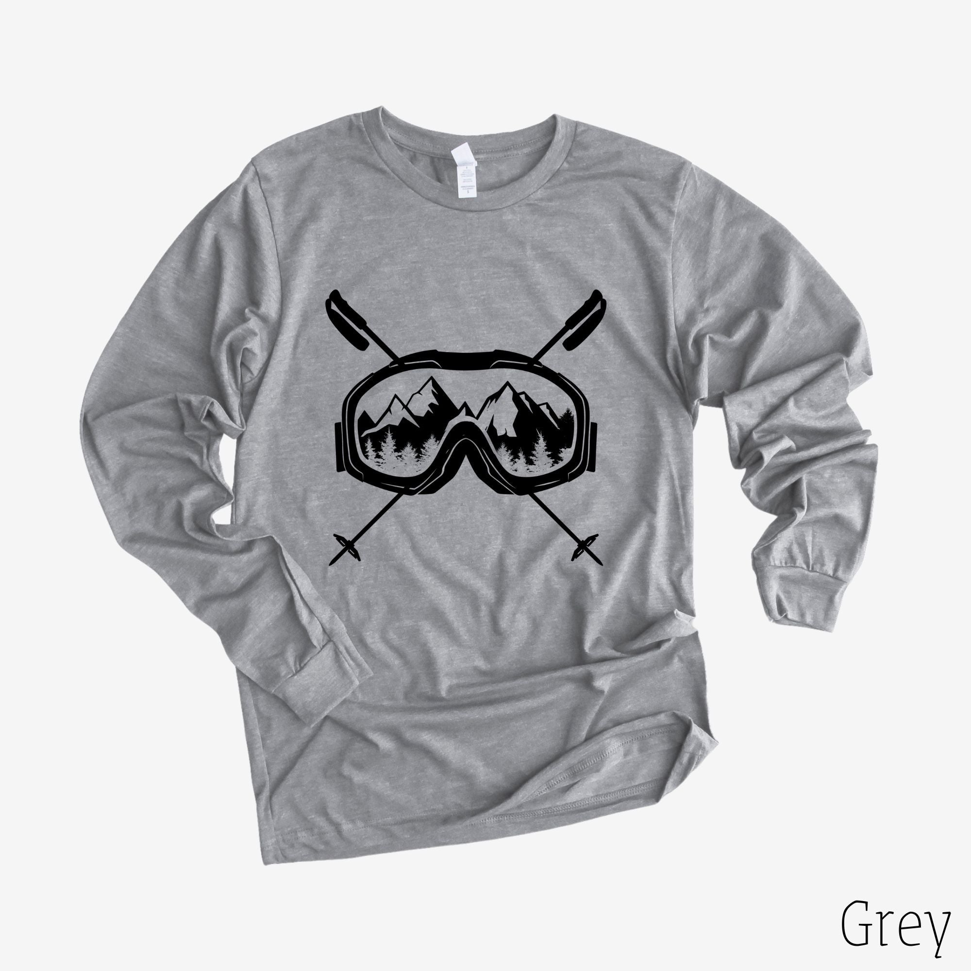 Ski Goggles Long Sleeve 30T *UNISEX FIT*-Long Sleeves-208 Tees Wholesale, Idaho