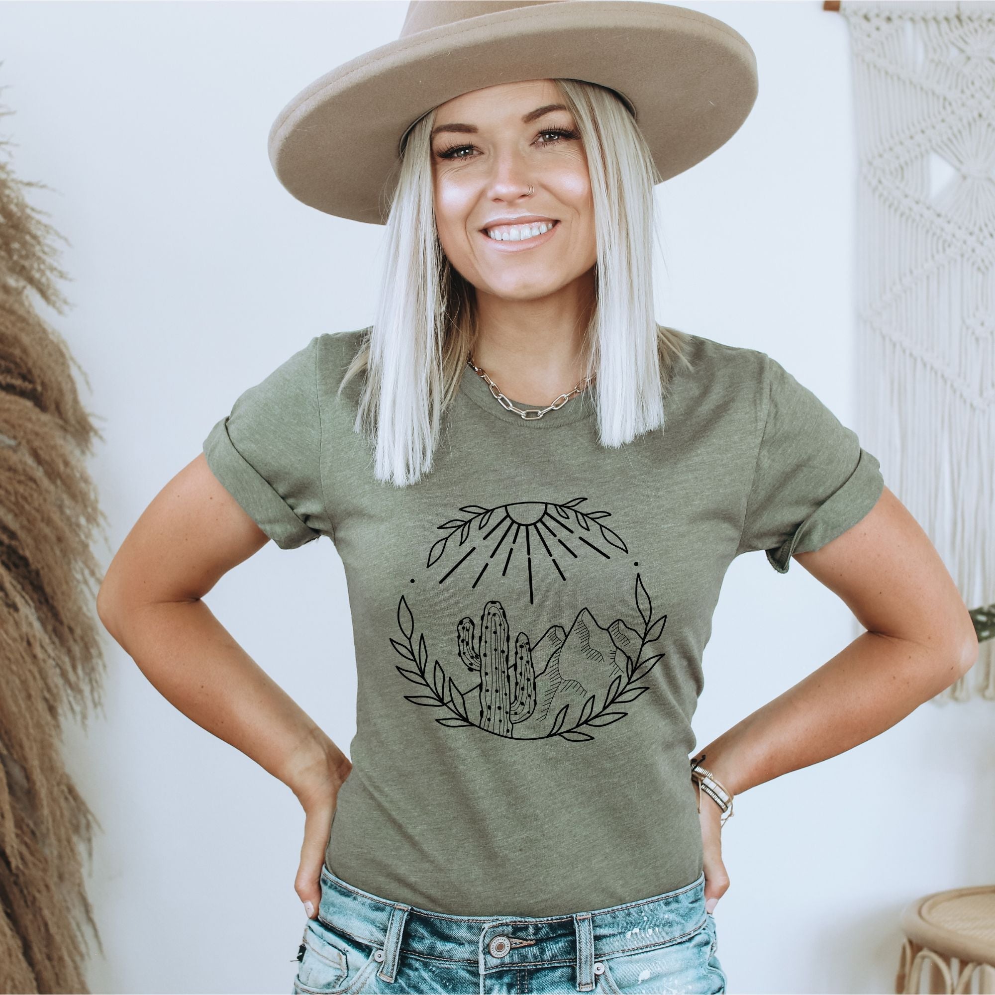 Cactus TShirt Desert Graphic Tee Western Saguaro Cactus *UNISEX FIT*-Womens Tees-208 Tees Wholesale, Idaho