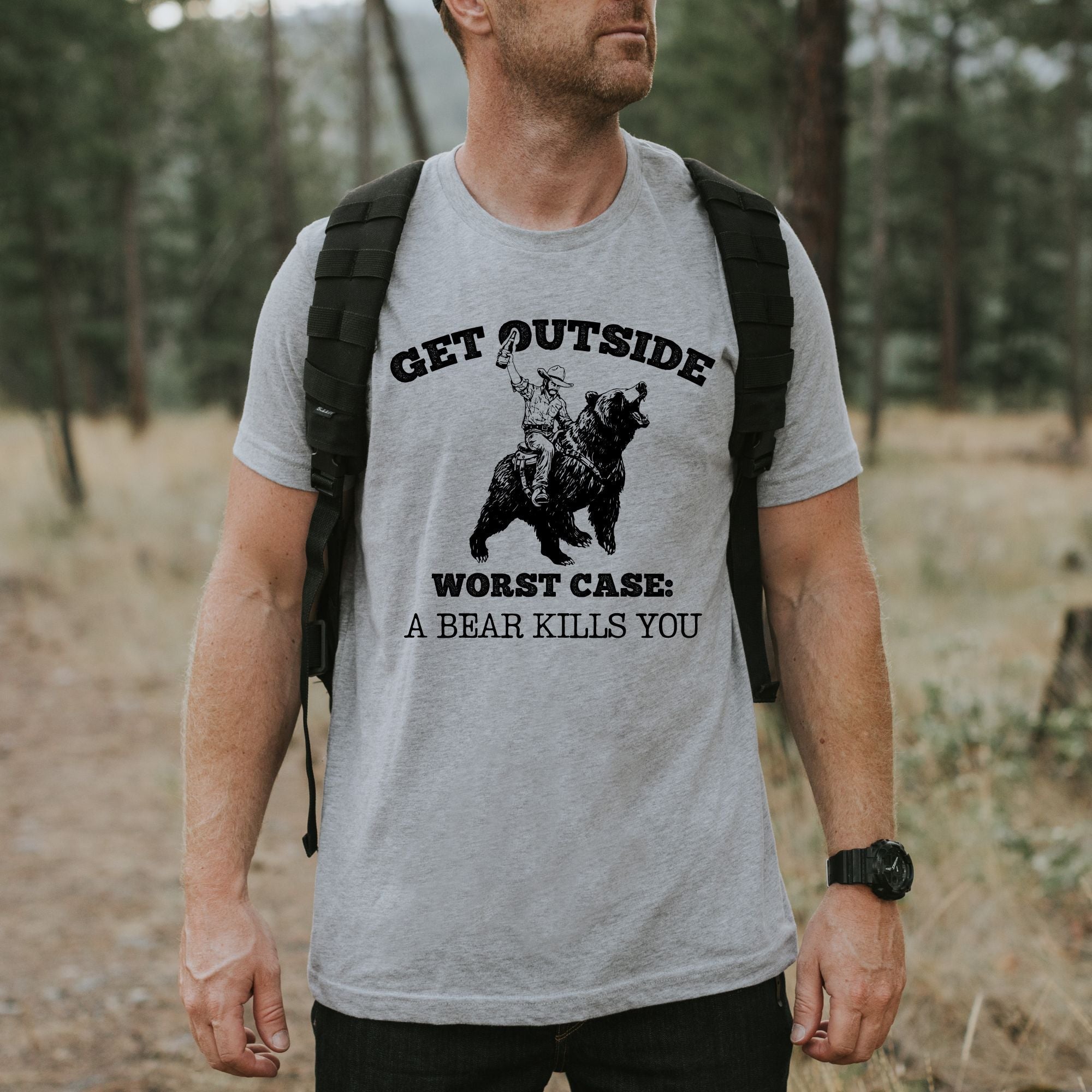 Hilarious Get Outside Bear Shirt TShirt *UNISEX FIT*-Graphic Tees-208 Tees Wholesale, Idaho