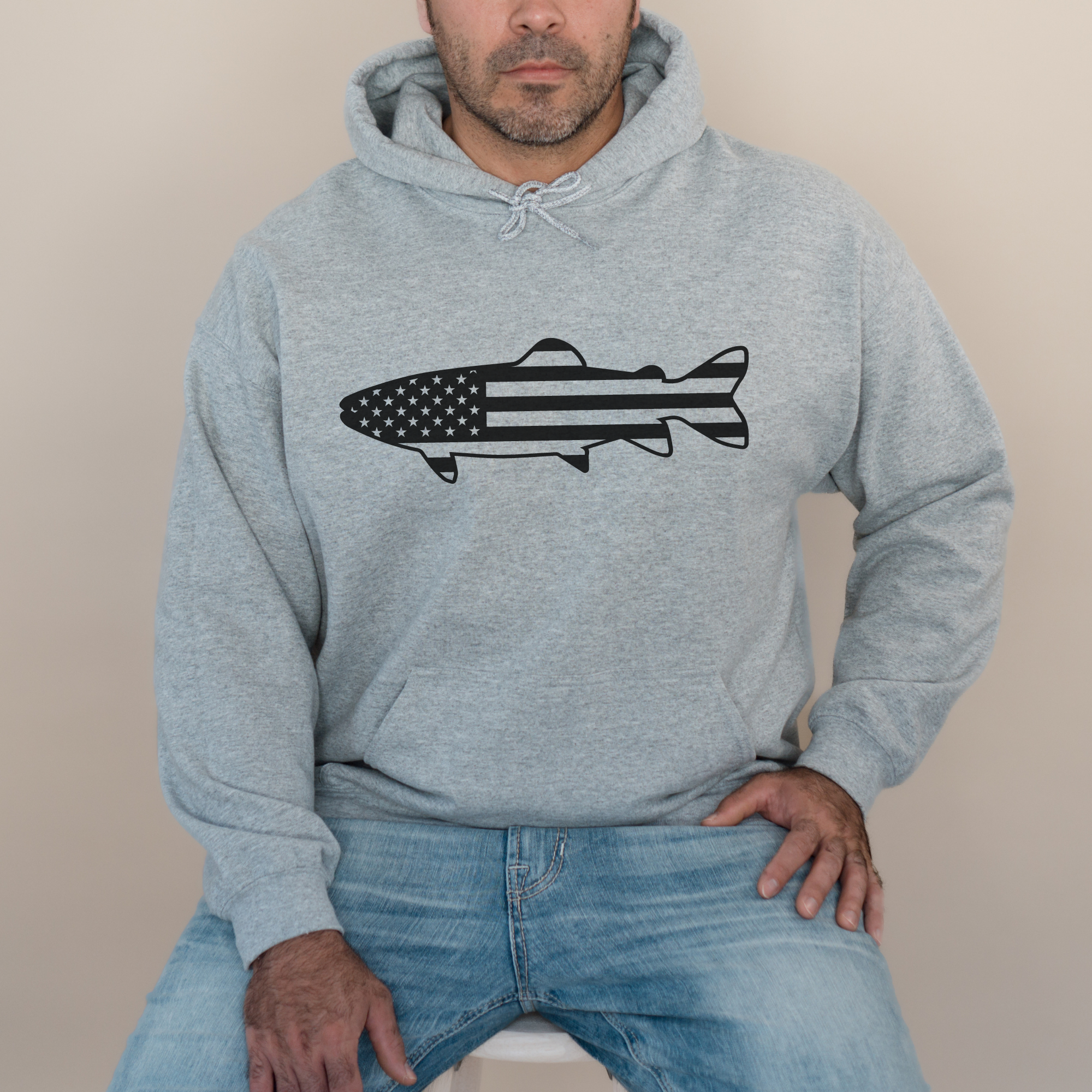 Patriotic Fishing Sweatshirt - Hoodie or Crewneck for Nature Lover *UNISEX FIT*-Sweatshirts-208 Tees Wholesale, Idaho