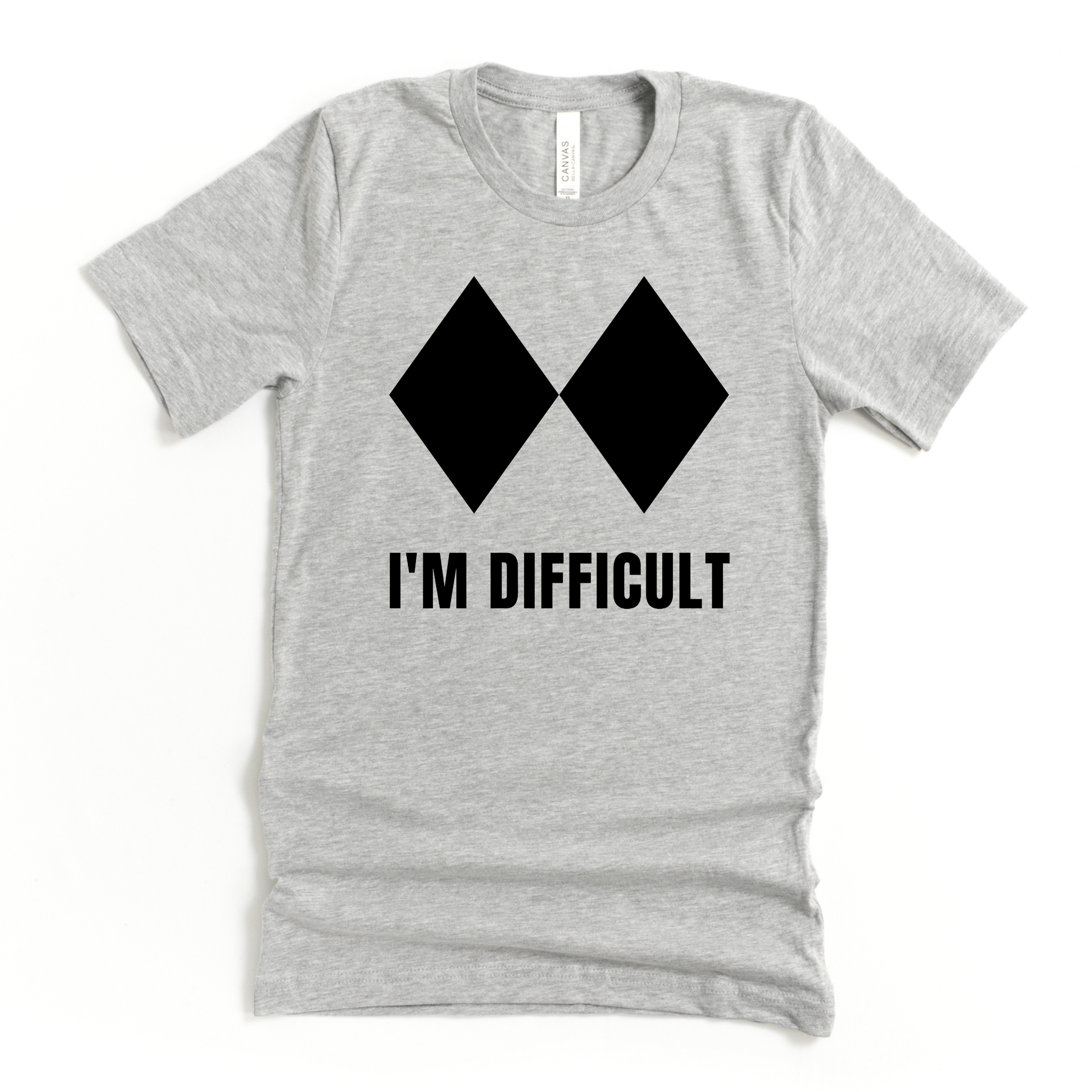 I’m Difficult Double Black Diamond Graphic Tee Long Sleeve 166-Graphic Tees-208 Tees Wholesale, Idaho