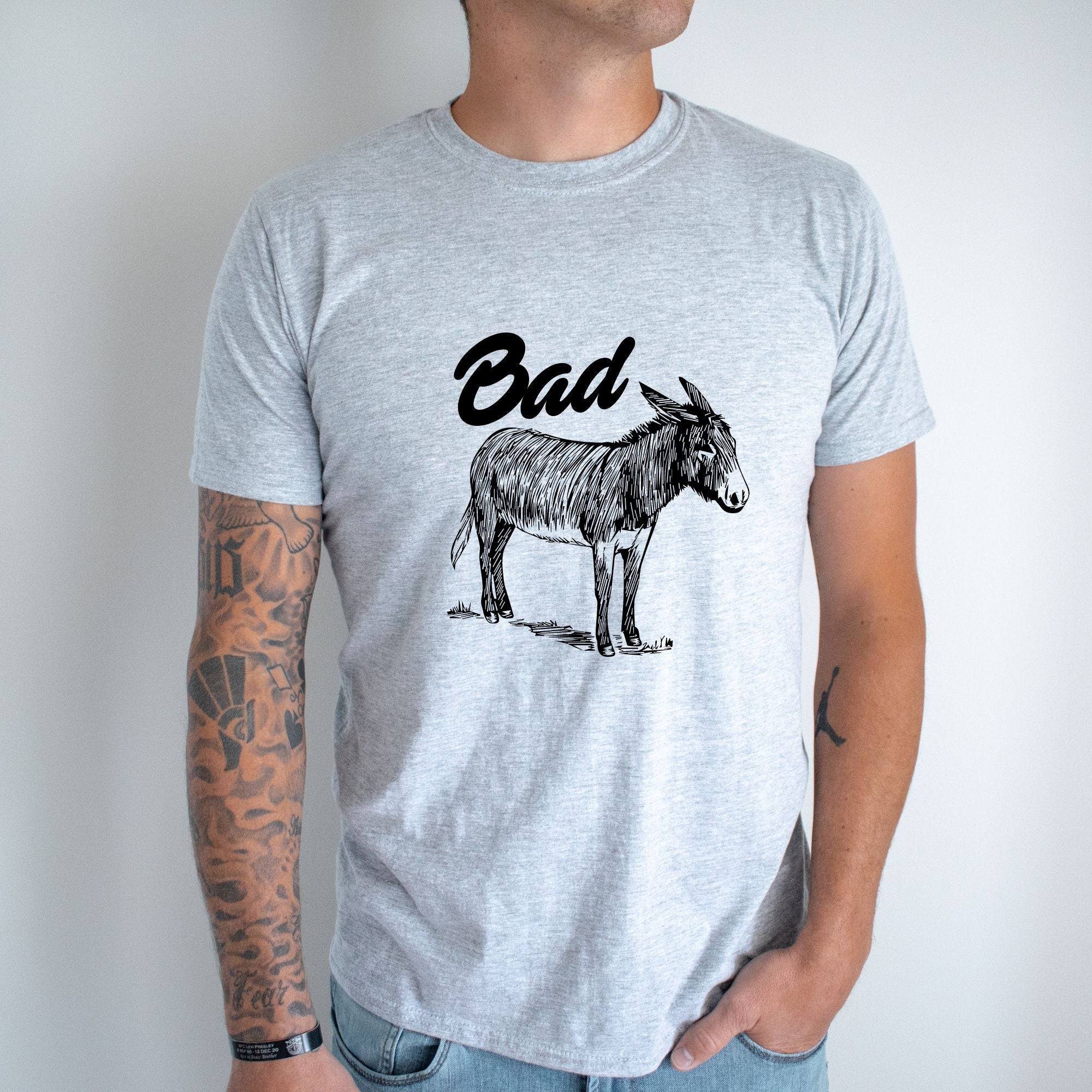 Bad Ass Donkey Graphic Tee Long Sleeve 297-Graphic Tees-208 Tees Wholesale, Idaho