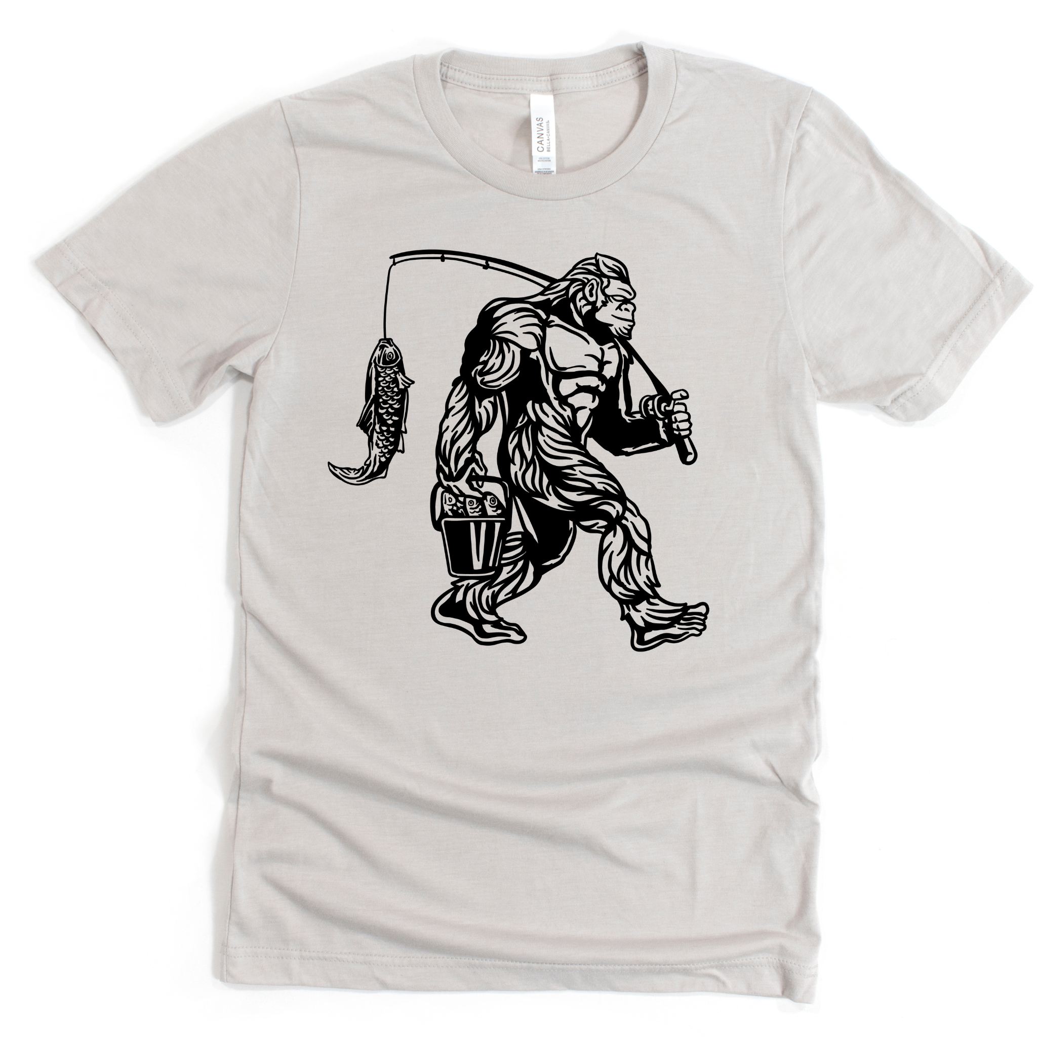 Bigfoot Fishing Graphic Tee Long Sleeve 182-Graphic Tees-208 Tees Wholesale, Idaho