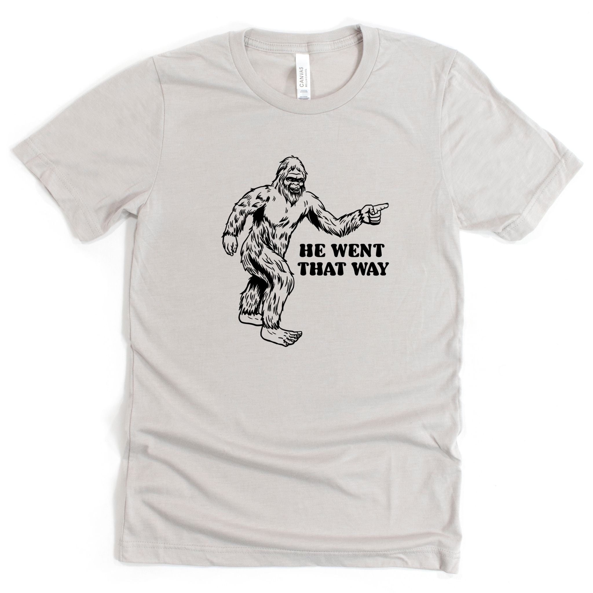 Bigfoot “He Went That Way” Graphic Tee Long Sleeve 066-Graphic Tees-208 Tees Wholesale, Idaho